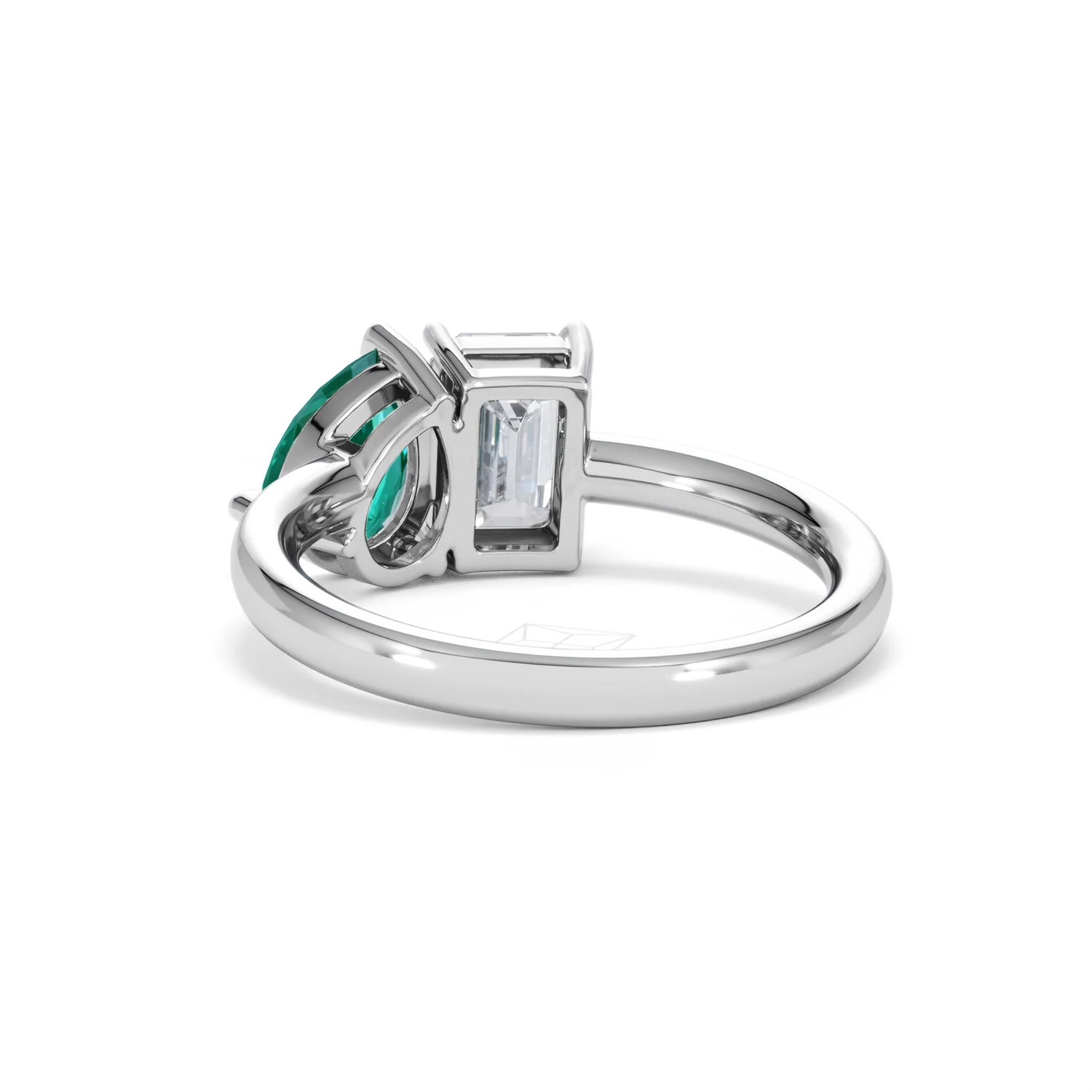 Toi Et Moi 1.50ct Emerald Cut Lab Diamond and 1.50ct Pear Lab Emerald Engagement Ring in Platinum - Image 54