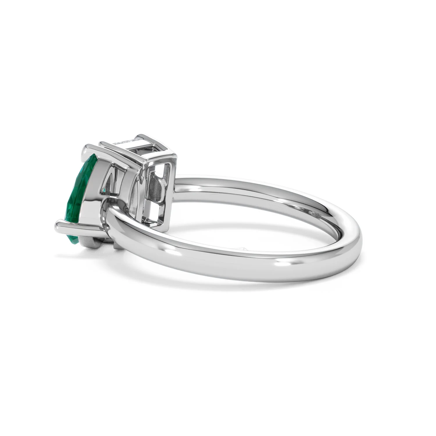 Toi Et Moi 1.50ct Emerald Cut Lab Diamond and 1.50ct Pear Lab Emerald Engagement Ring in Platinum - Image 63