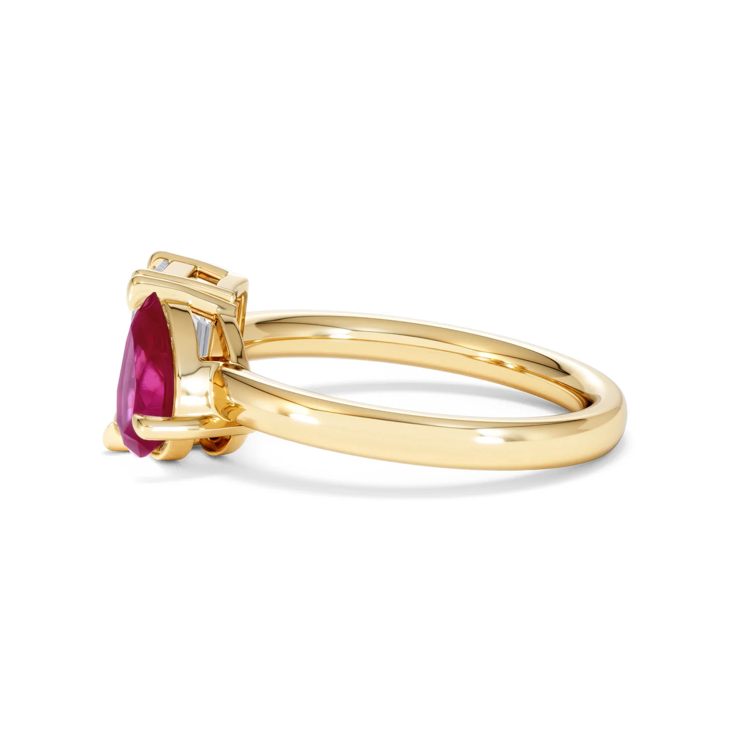 Toi Et Moi 1.50ct Emerald Cut Lab Diamond and 1.50ct Pear Lab Ruby Engagement Ring in 18K Yellow Gold - Image 70