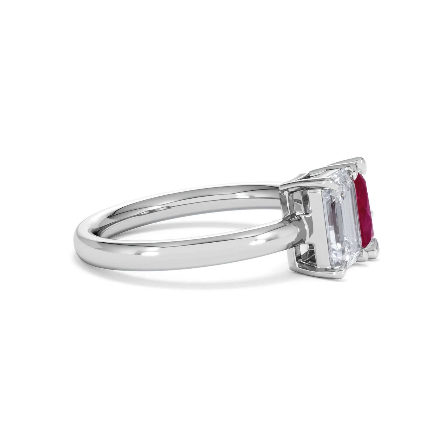Toi Et Moi 1.50ct Emerald Cut Lab Diamond and 1.50ct Pear Lab Ruby Engagement Ring in Platinum - Image 26