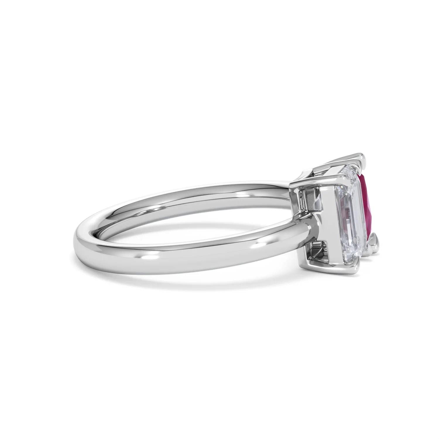 Toi Et Moi 1.50ct Emerald Cut Lab Diamond and 1.50ct Pear Lab Ruby Engagement Ring in Platinum - Image 28
