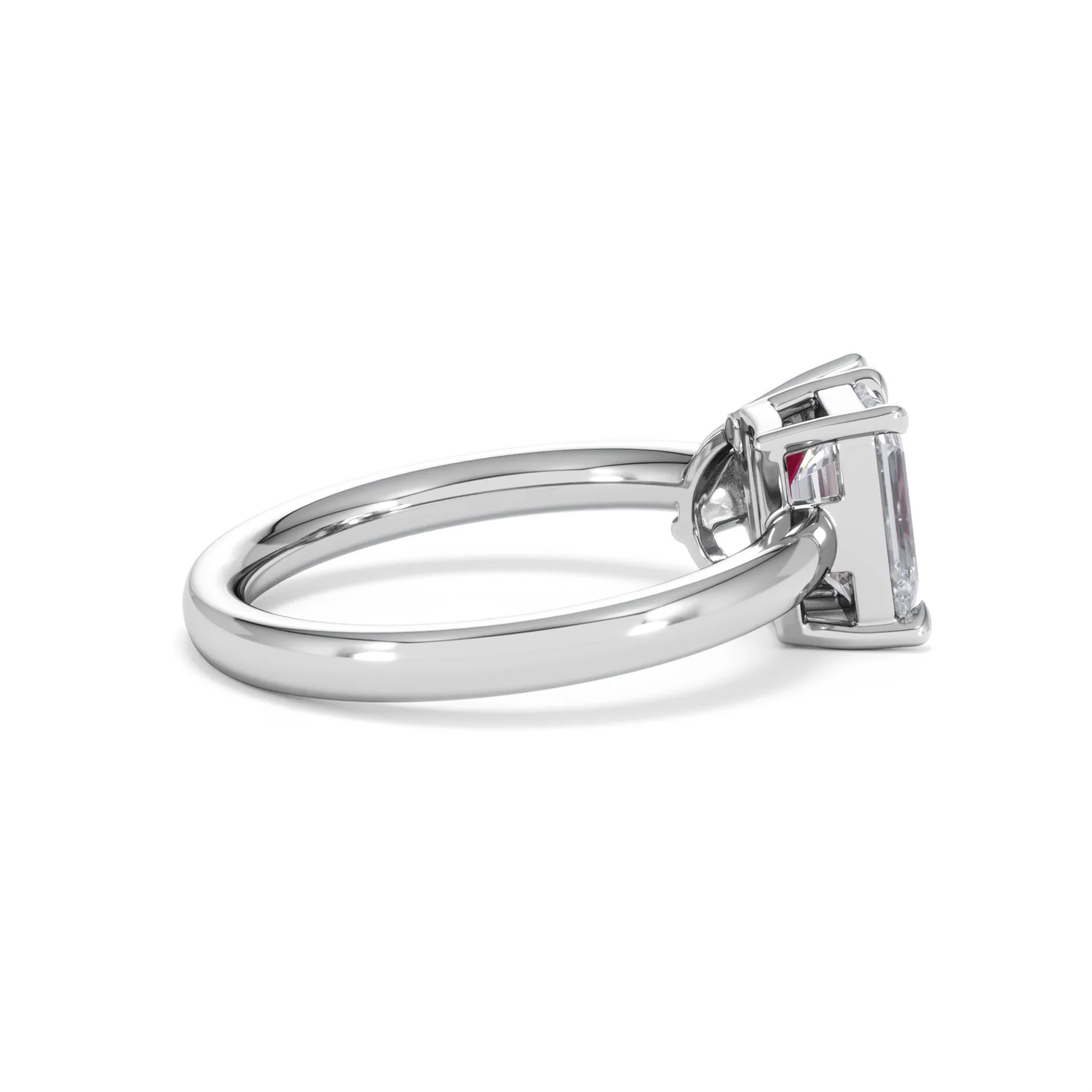Toi Et Moi 1.50ct Emerald Cut Lab Diamond and 1.50ct Pear Lab Ruby Engagement Ring in Platinum - Image 33