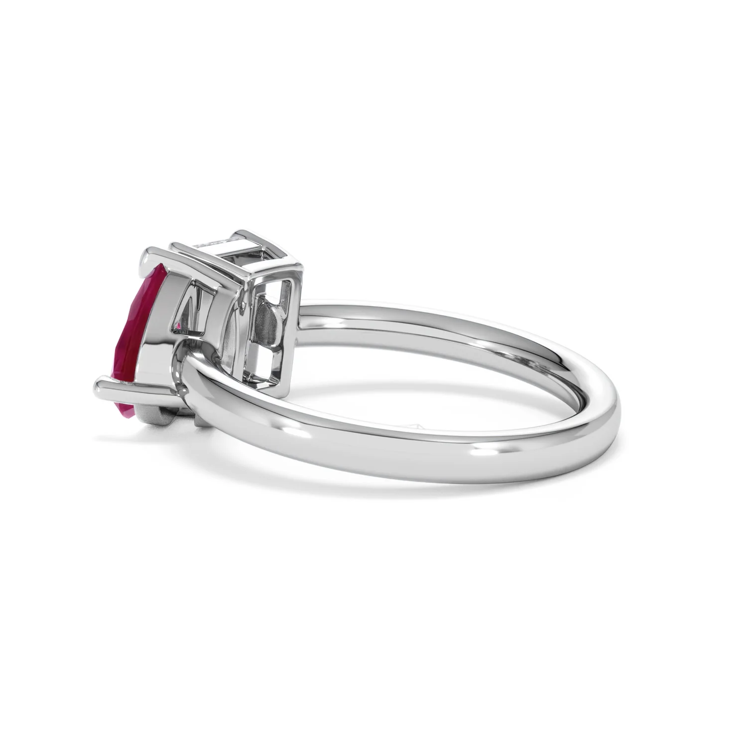 Toi Et Moi 1.50ct Emerald Cut Lab Diamond and 1.50ct Pear Lab Ruby Engagement Ring in Platinum - Image 63