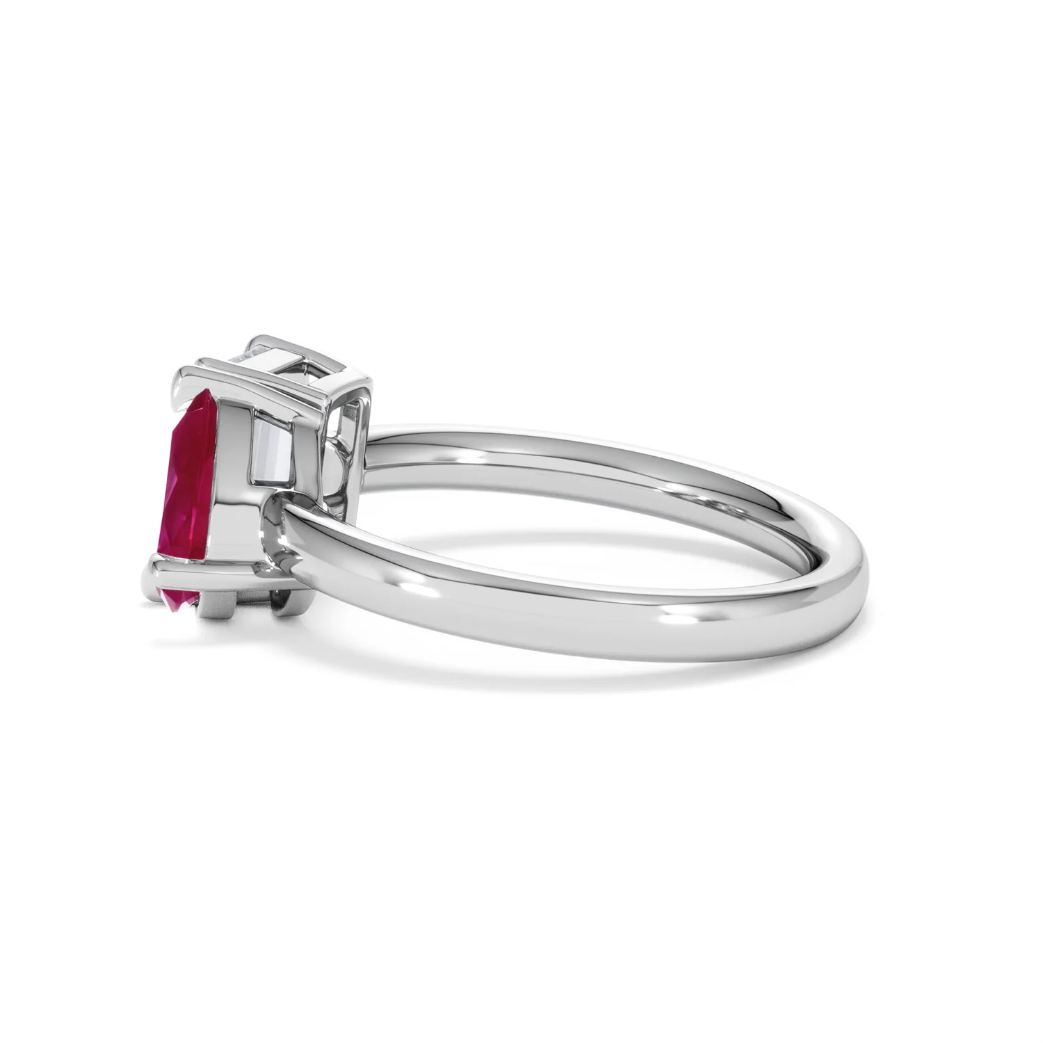 Toi Et Moi 1.50ct Emerald Cut Lab Diamond and 1.50ct Pear Lab Ruby Engagement Ring in Platinum - Image 67