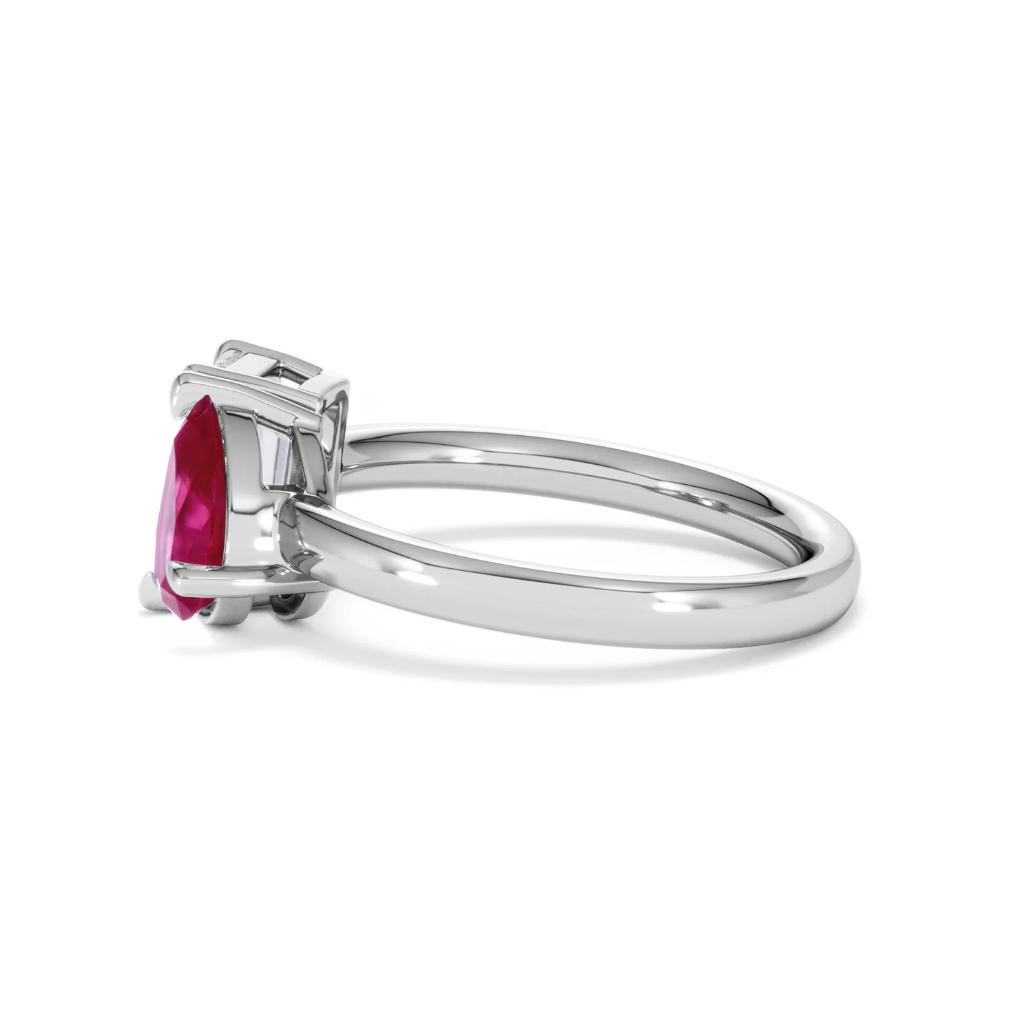 Toi Et Moi 1.50ct Emerald Cut Lab Diamond and 1.50ct Pear Lab Ruby Engagement Ring in Platinum - Image 69