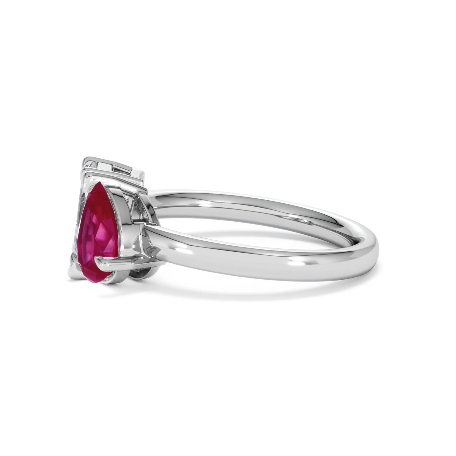 Toi Et Moi 1.50ct Emerald Cut Lab Diamond and 1.50ct Pear Lab Ruby Engagement Ring in Platinum - Image 72