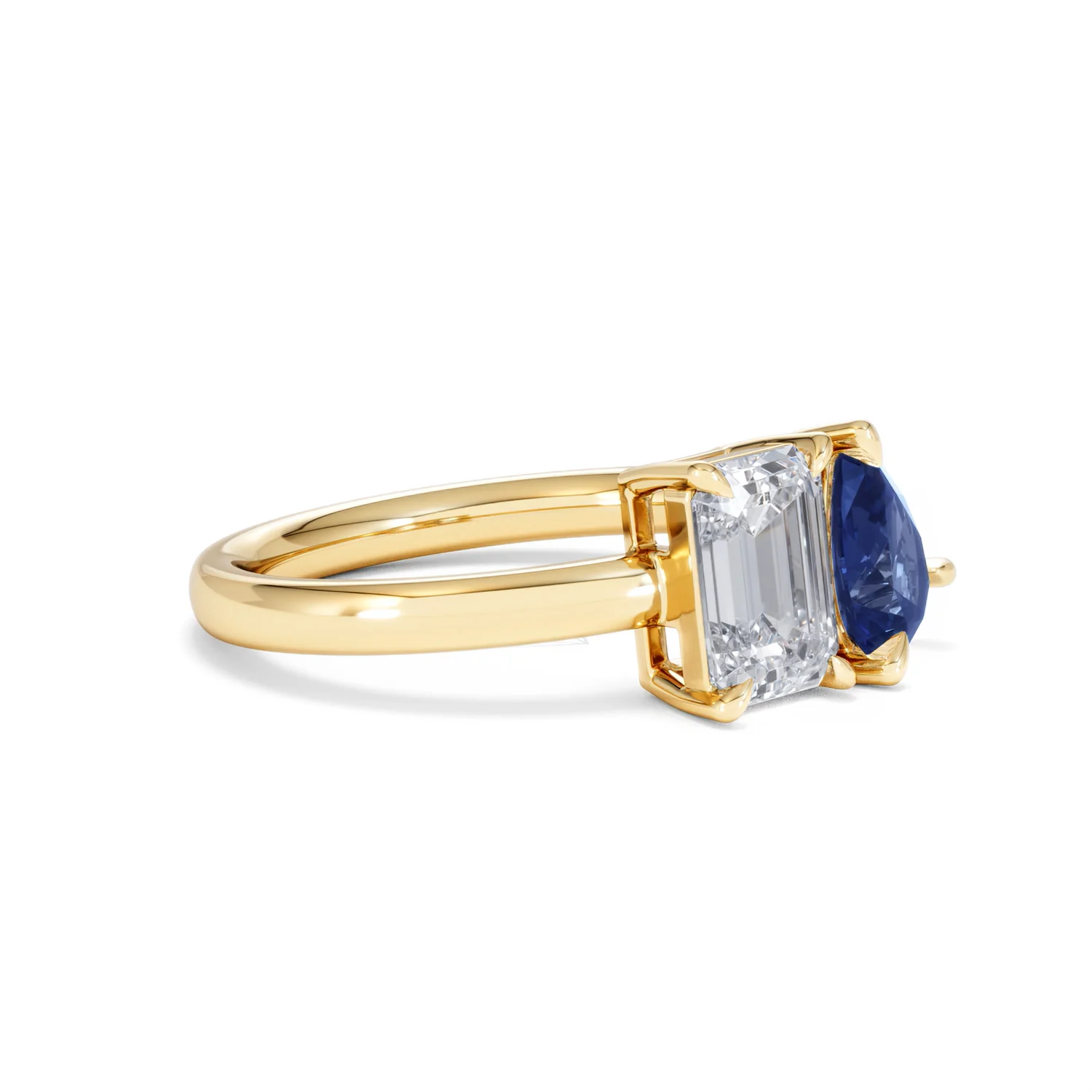 Toi Et Moi 1.50ct Emerald Cut Lab Diamond and 1.50ct Pear Lab Sapphire Engagement Ring in 18K Yellow Gold - Image 20