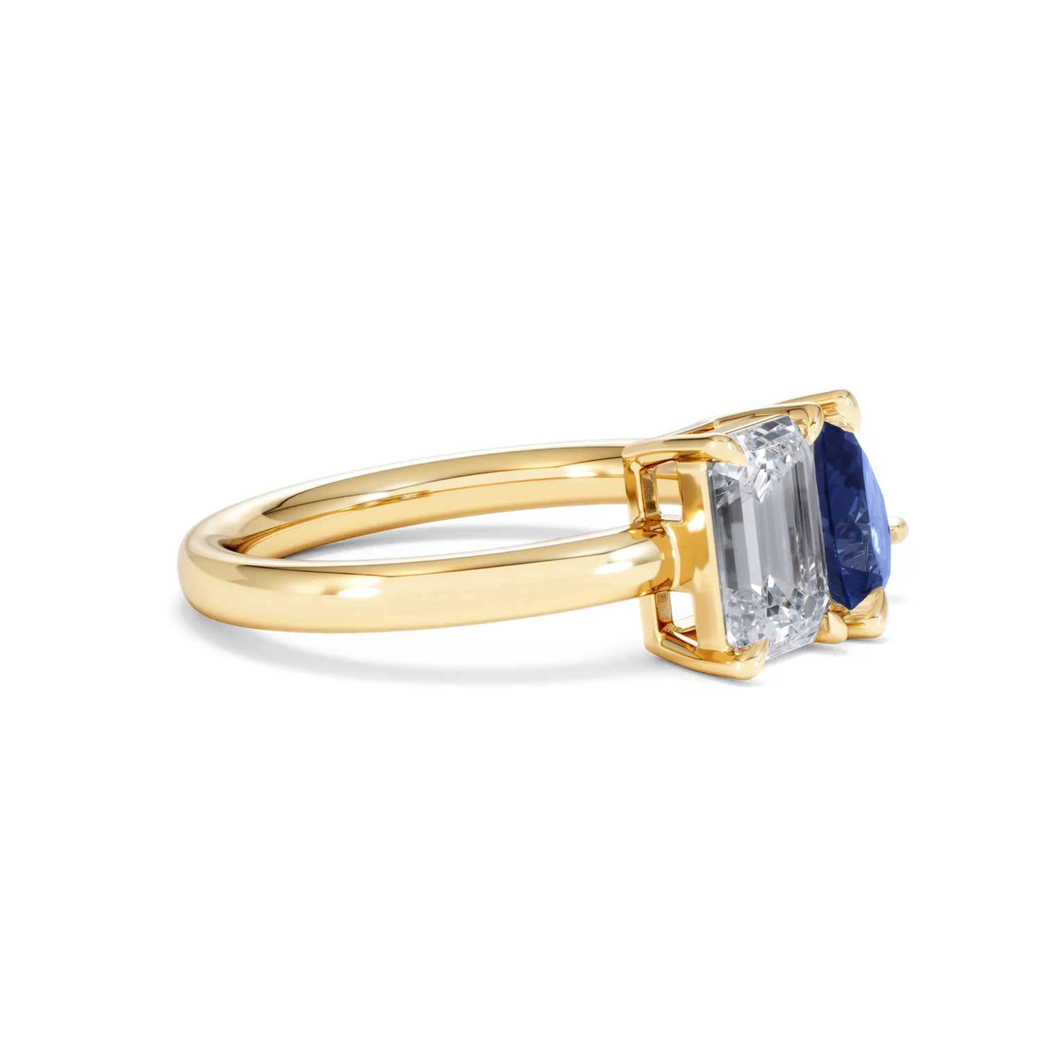 Toi Et Moi 1.50ct Emerald Cut Lab Diamond and 1.50ct Pear Lab Sapphire Engagement Ring in 18K Yellow Gold - Image 22