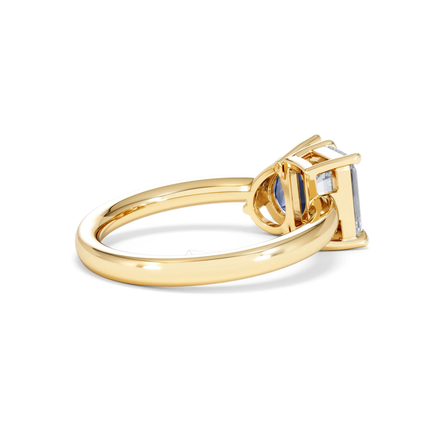 Toi Et Moi 1.50ct Emerald Cut Lab Diamond and 1.50ct Pear Lab Sapphire Engagement Ring in 18K Yellow Gold - Image 36