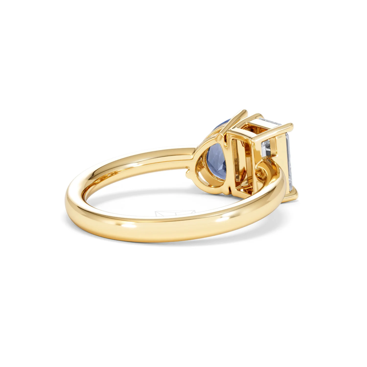 Toi Et Moi 1.50ct Emerald Cut Lab Diamond and 1.50ct Pear Lab Sapphire Engagement Ring in 18K Yellow Gold - Image 39