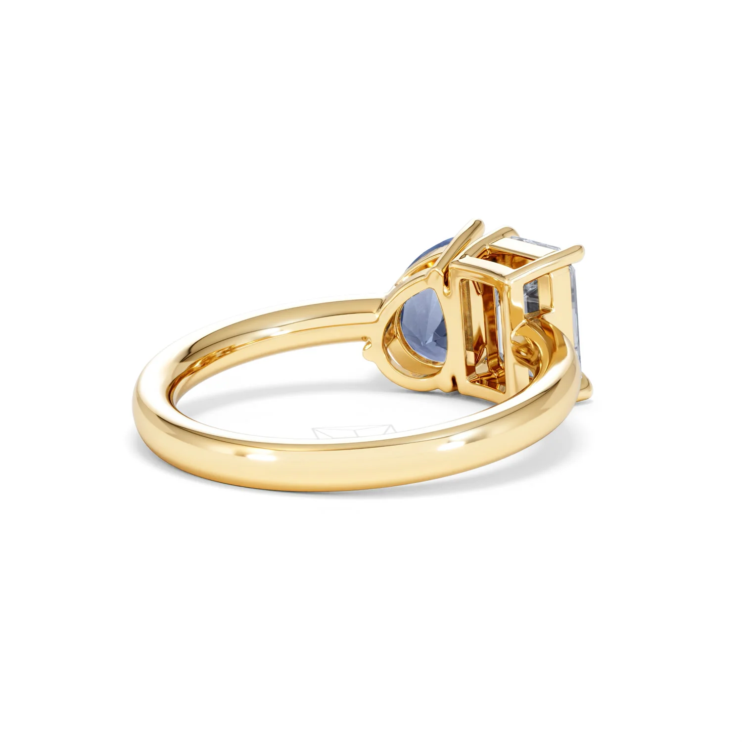 Toi Et Moi 1.50ct Emerald Cut Lab Diamond and 1.50ct Pear Lab Sapphire Engagement Ring in 18K Yellow Gold - Image 40