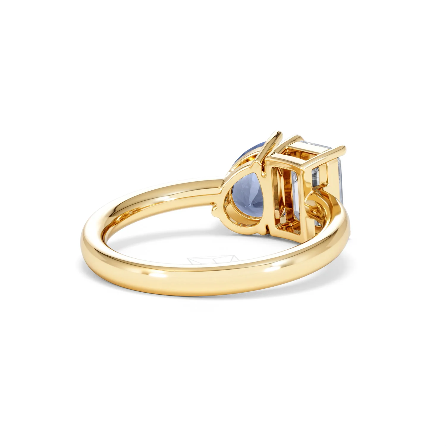 Toi Et Moi 1.50ct Emerald Cut Lab Diamond and 1.50ct Pear Lab Sapphire Engagement Ring in 18K Yellow Gold - Image 41