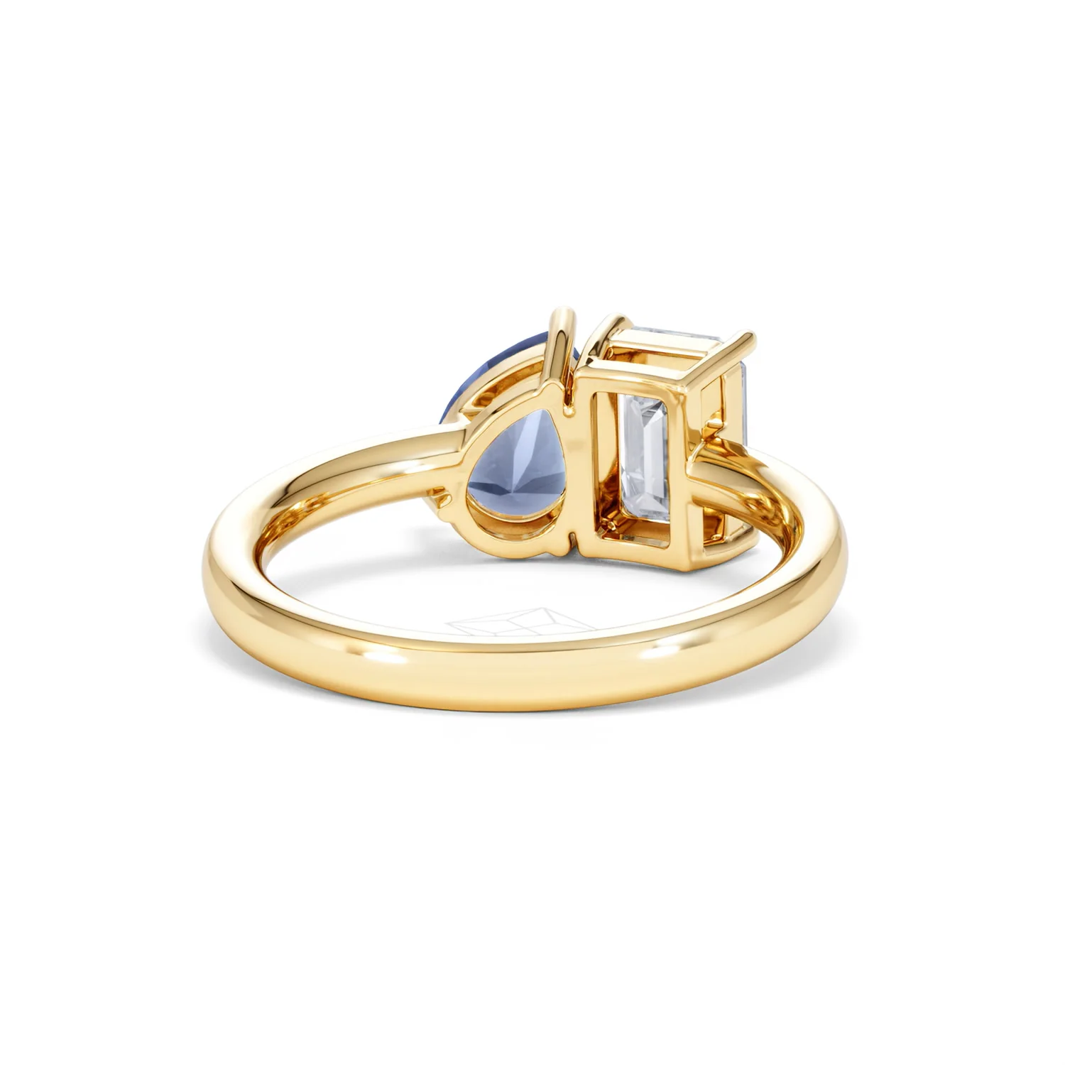 Toi Et Moi 1.50ct Emerald Cut Lab Diamond and 1.50ct Pear Lab Sapphire Engagement Ring in 18K Yellow Gold - Image 45