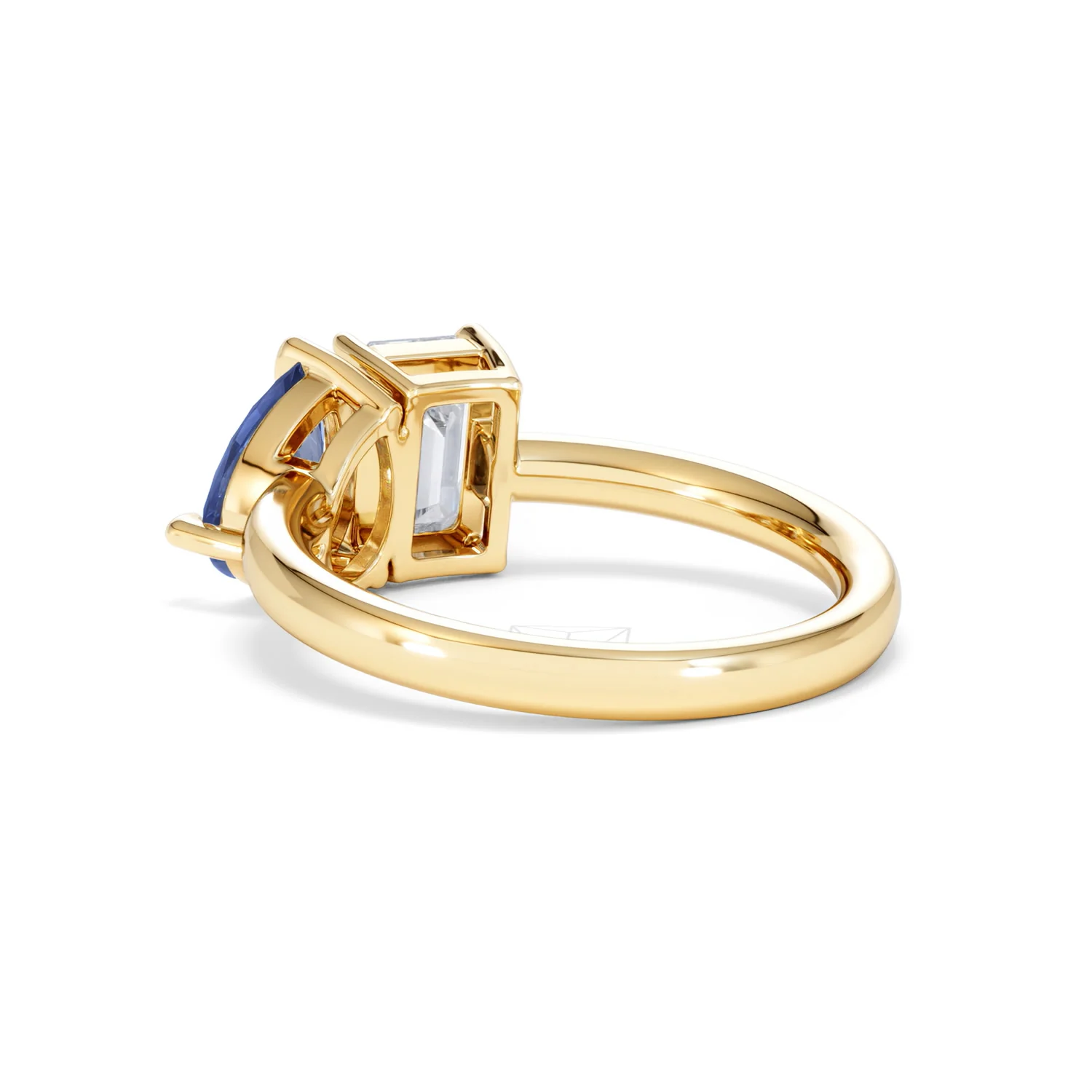 Toi Et Moi 1.50ct Emerald Cut Lab Diamond and 1.50ct Pear Lab Sapphire Engagement Ring in 18K Yellow Gold - Image 57