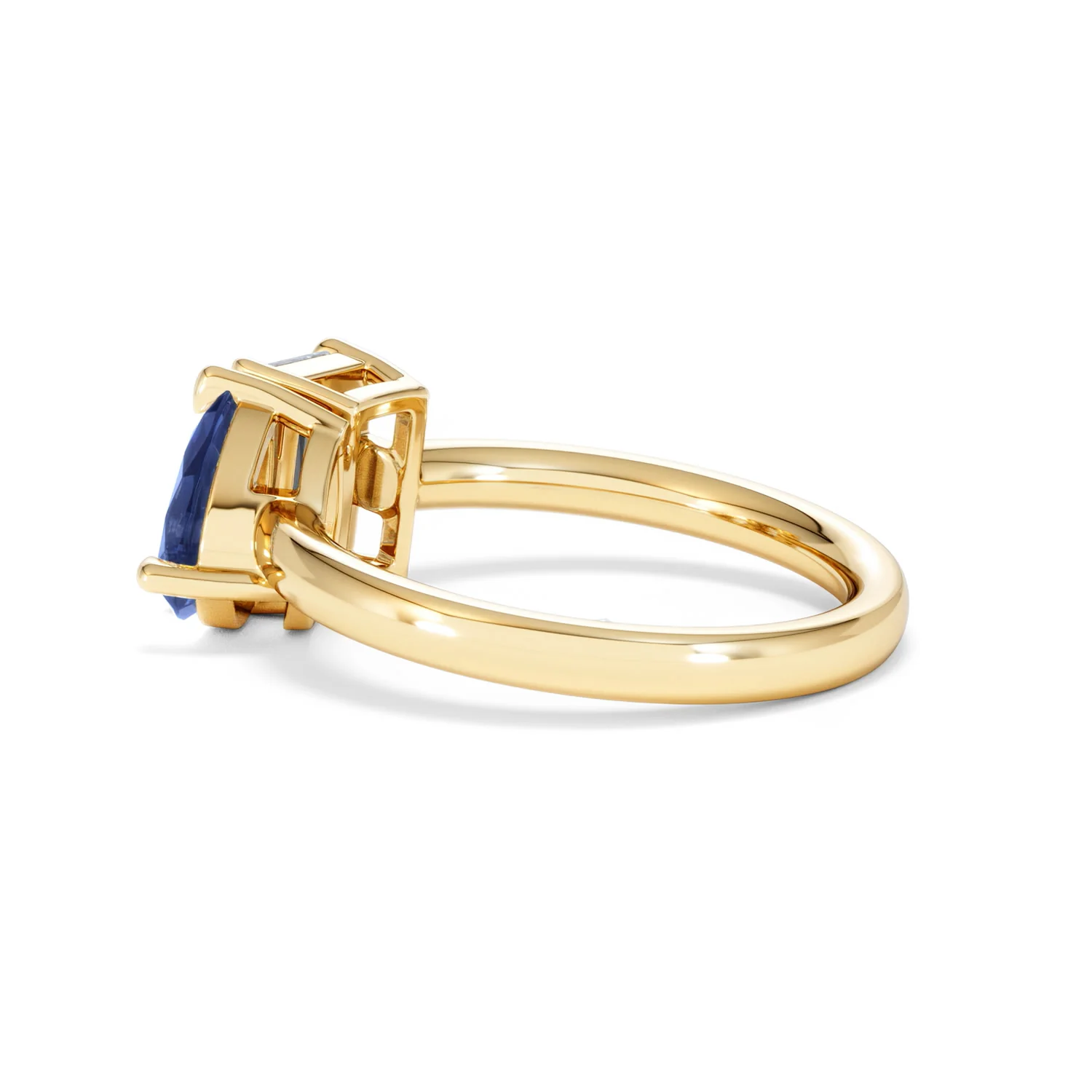Toi Et Moi 1.50ct Emerald Cut Lab Diamond and 1.50ct Pear Lab Sapphire Engagement Ring in 18K Yellow Gold - Image 63