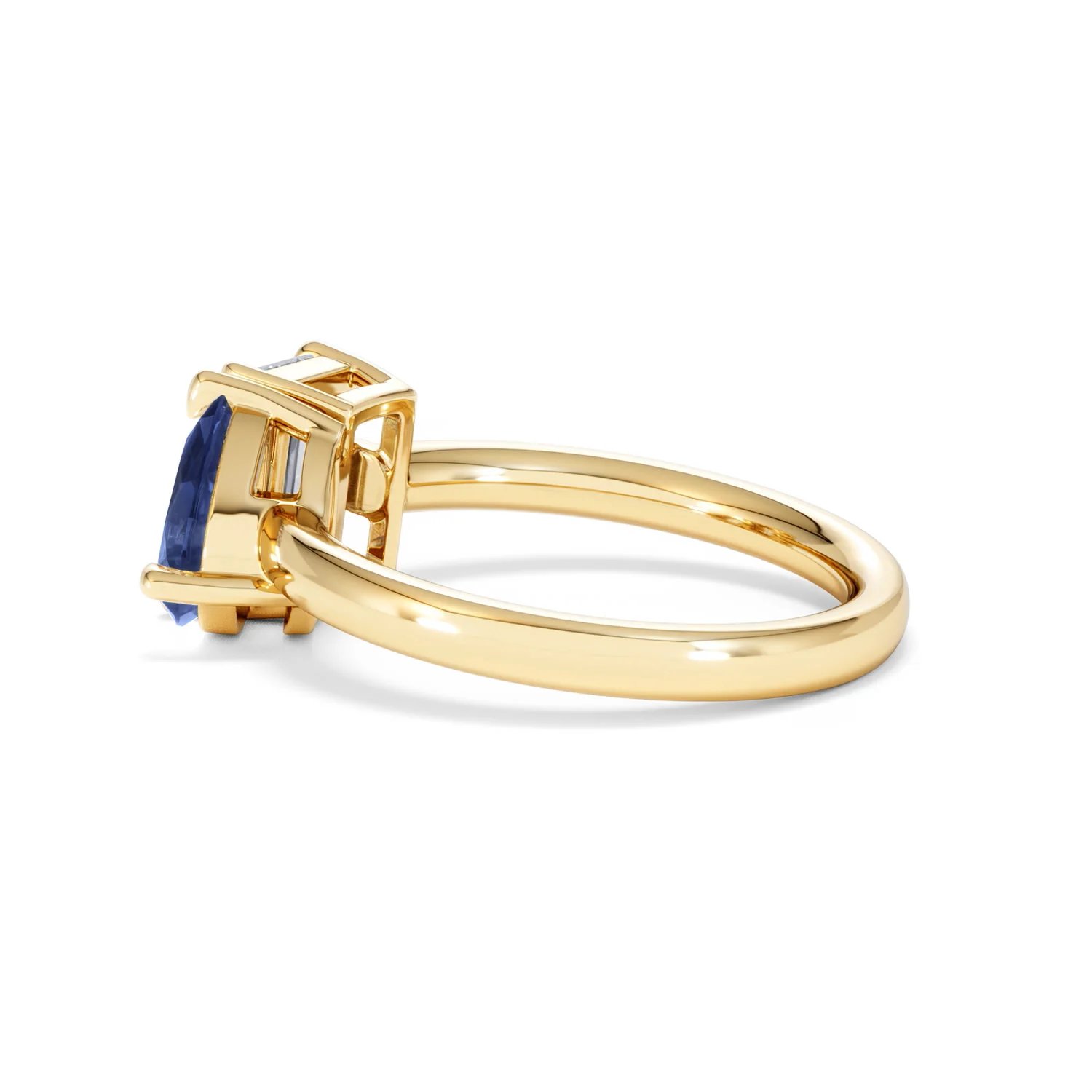 Toi Et Moi 1.50ct Emerald Cut Lab Diamond and 1.50ct Pear Lab Sapphire Engagement Ring in 18K Yellow Gold - Image 64