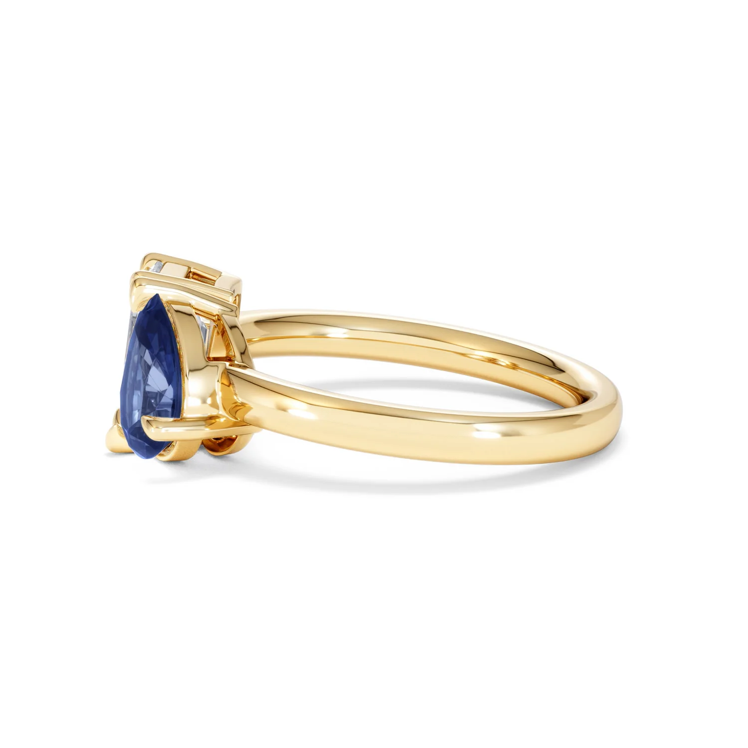 Toi Et Moi 1.50ct Emerald Cut Lab Diamond and 1.50ct Pear Lab Sapphire Engagement Ring in 18K Yellow Gold - Image 70
