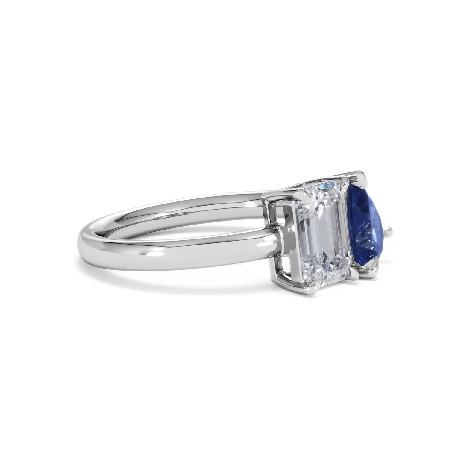 Toi Et Moi 1.50ct Emerald Cut Lab Diamond and 1.50ct Pear Lab Sapphire Engagement Ring in Platinum - Image 21