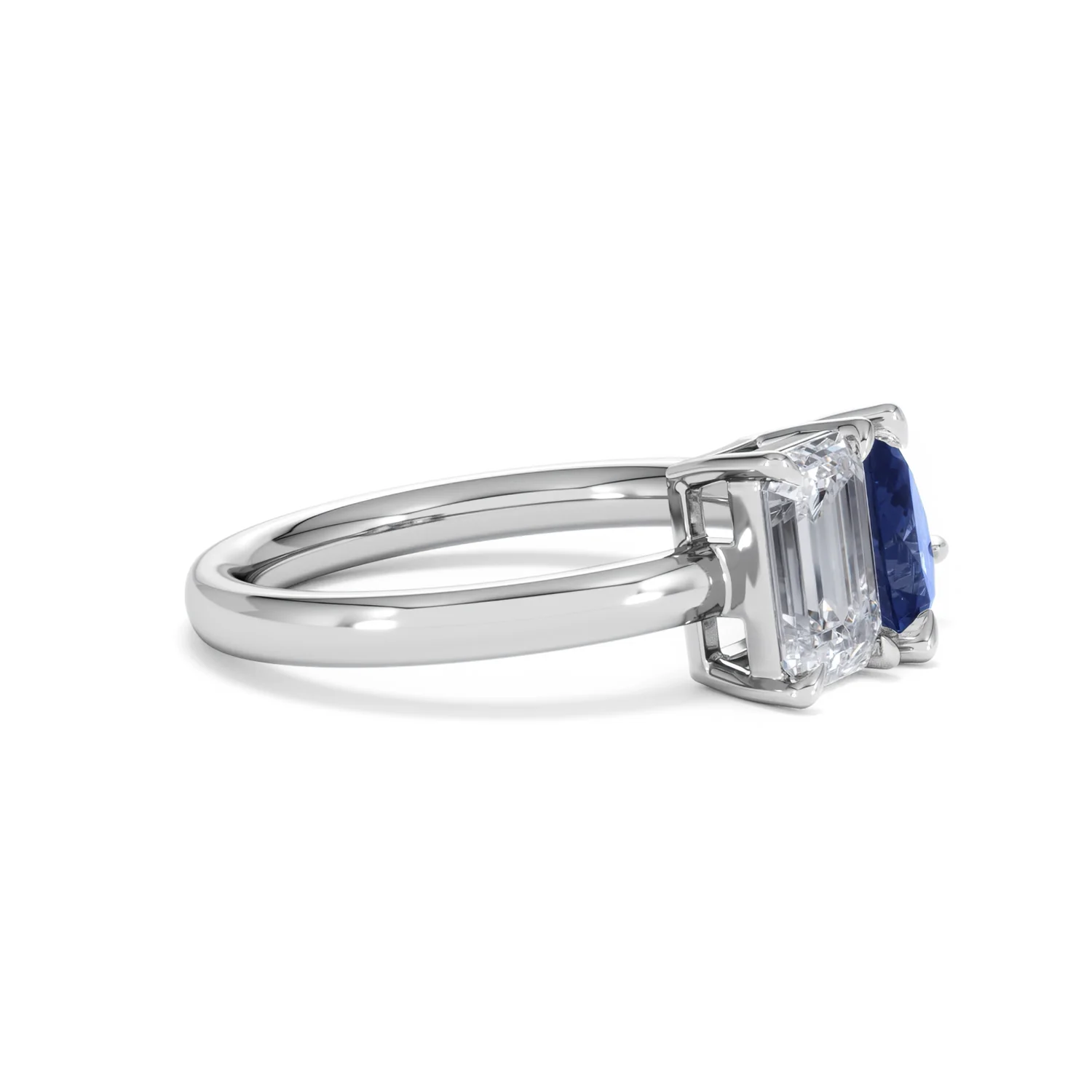 Toi Et Moi 1.50ct Emerald Cut Lab Diamond and 1.50ct Pear Lab Sapphire Engagement Ring in Platinum - Image 23