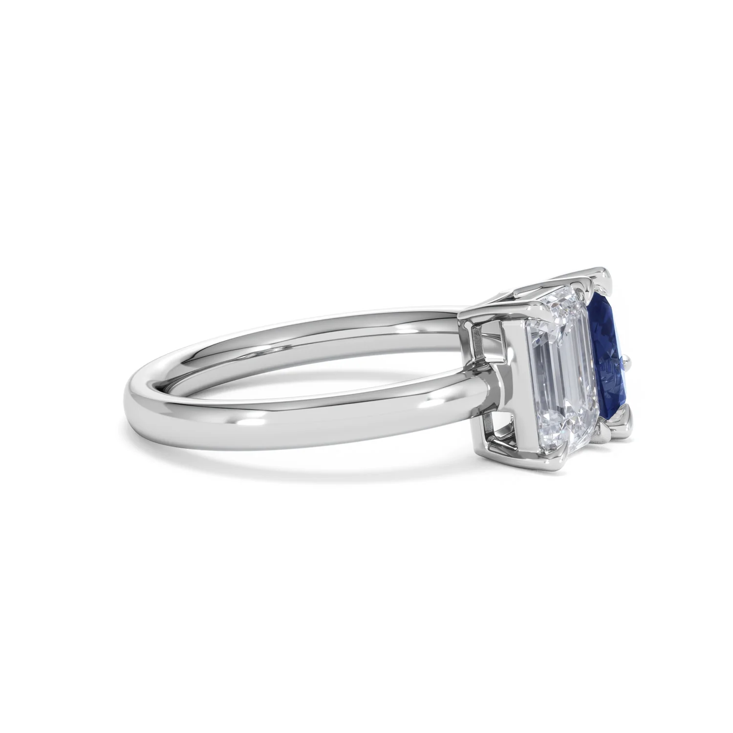 Toi Et Moi 1.50ct Emerald Cut Lab Diamond and 1.50ct Pear Lab Sapphire Engagement Ring in Platinum - Image 24