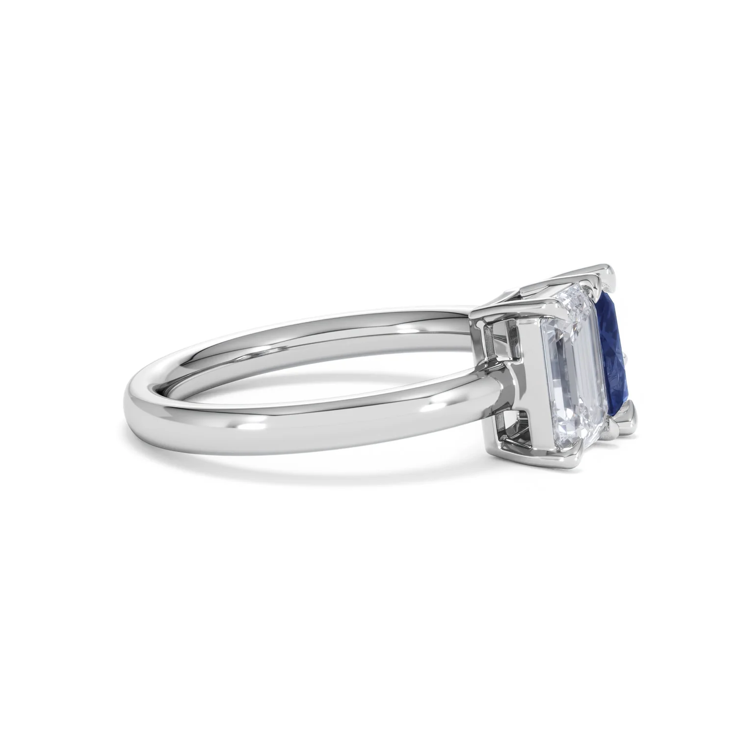 Toi Et Moi 1.50ct Emerald Cut Lab Diamond and 1.50ct Pear Lab Sapphire Engagement Ring in Platinum - Image 25