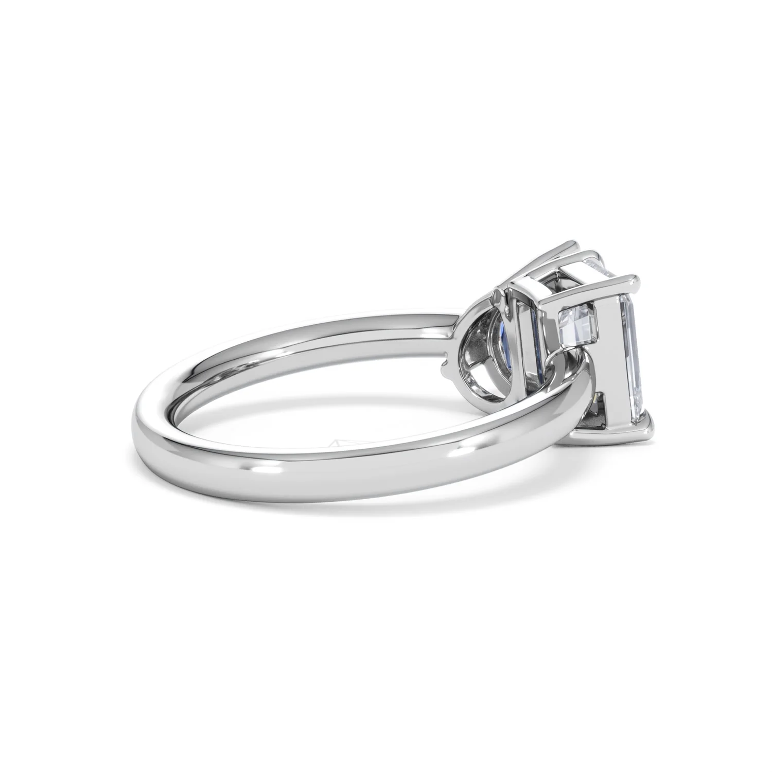Toi Et Moi 1.50ct Emerald Cut Lab Diamond and 1.50ct Pear Lab Sapphire Engagement Ring in Platinum - Image 35