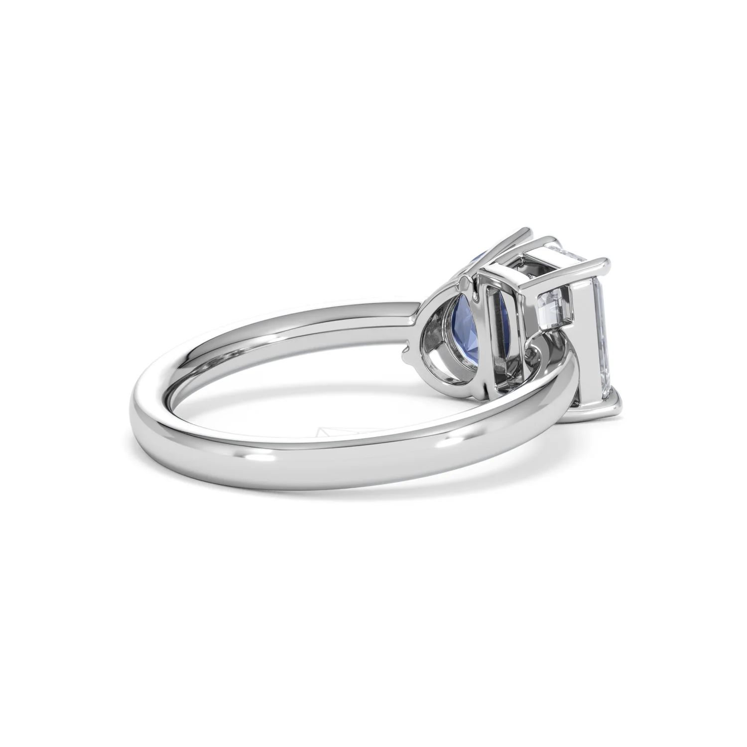 Toi Et Moi 1.50ct Emerald Cut Lab Diamond and 1.50ct Pear Lab Sapphire Engagement Ring in Platinum - Image 37