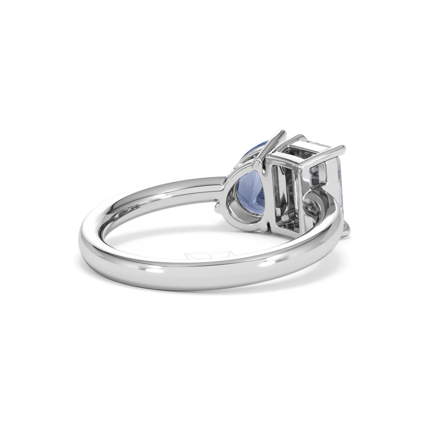 Toi Et Moi 1.50ct Emerald Cut Lab Diamond and 1.50ct Pear Lab Sapphire Engagement Ring in Platinum - Image 40