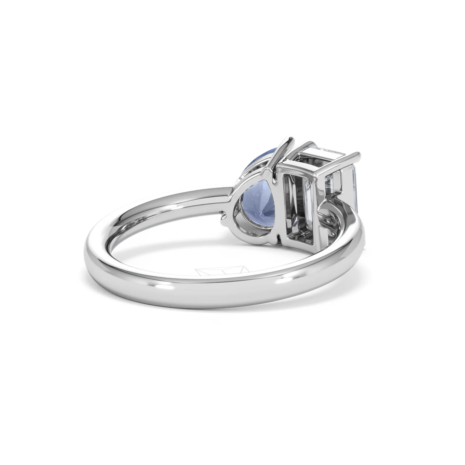 Toi Et Moi 1.50ct Emerald Cut Lab Diamond and 1.50ct Pear Lab Sapphire Engagement Ring in Platinum - Image 41