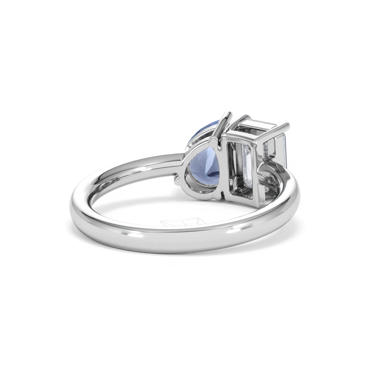 Toi Et Moi 1.50ct Emerald Cut Lab Diamond and 1.50ct Pear Lab Sapphire Engagement Ring in Platinum - Image 42