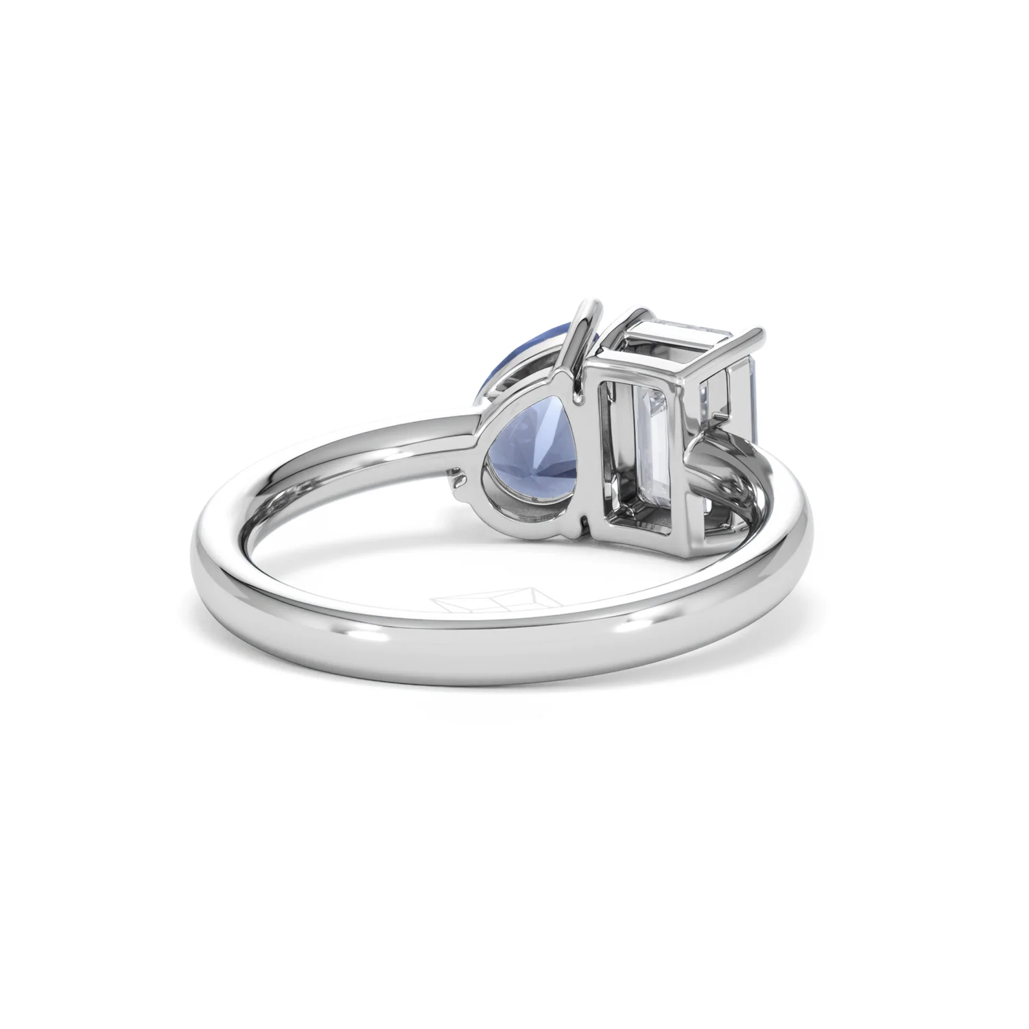 Toi Et Moi 1.50ct Emerald Cut Lab Diamond and 1.50ct Pear Lab Sapphire Engagement Ring in Platinum - Image 43