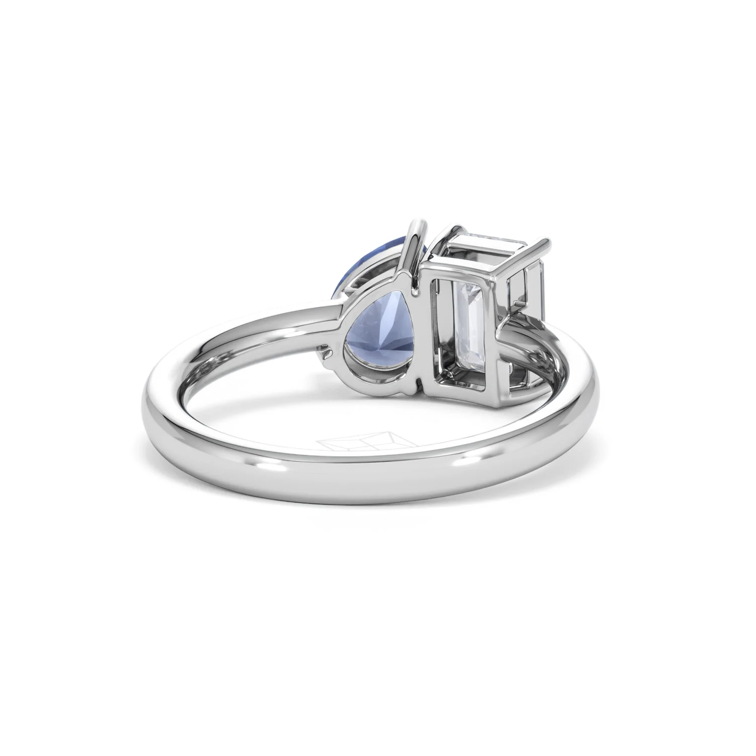 Toi Et Moi 1.50ct Emerald Cut Lab Diamond and 1.50ct Pear Lab Sapphire Engagement Ring in Platinum - Image 44