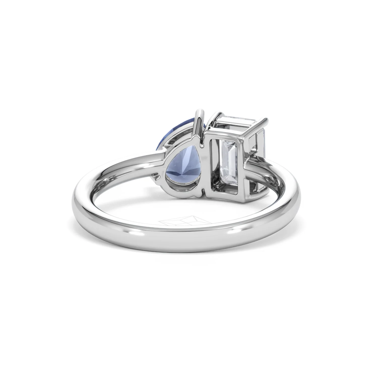 Toi Et Moi 1.50ct Emerald Cut Lab Diamond and 1.50ct Pear Lab Sapphire Engagement Ring in Platinum - Image 45