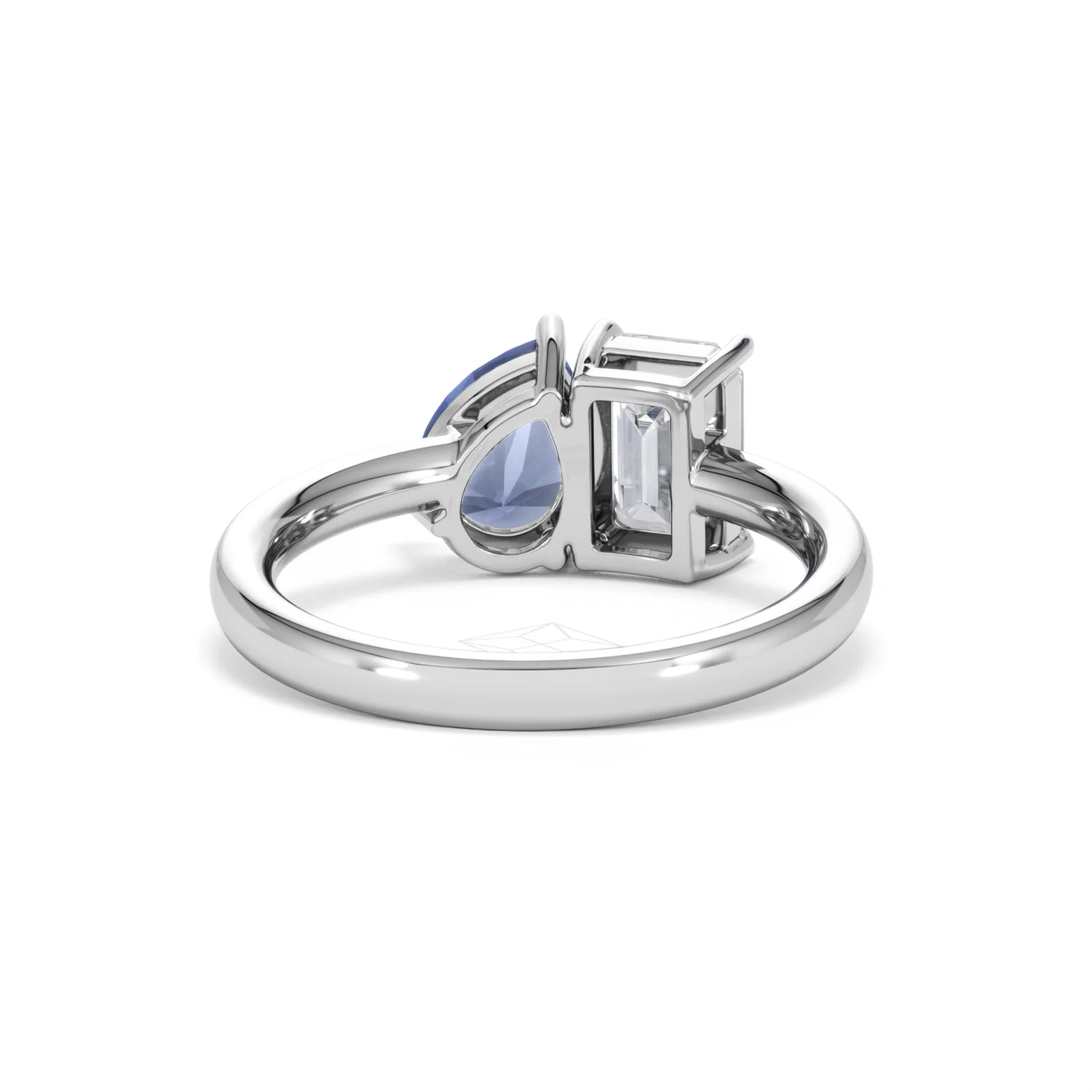 Toi Et Moi 1.50ct Emerald Cut Lab Diamond and 1.50ct Pear Lab Sapphire Engagement Ring in Platinum - Image 46