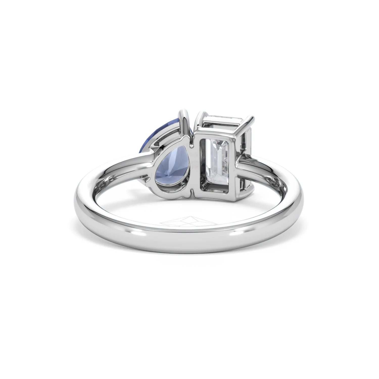 Toi Et Moi 1.50ct Emerald Cut Lab Diamond and 1.50ct Pear Lab Sapphire Engagement Ring in Platinum - Image 47