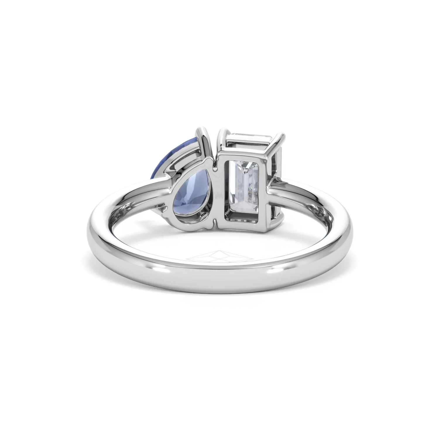 Toi Et Moi 1.50ct Emerald Cut Lab Diamond and 1.50ct Pear Lab Sapphire Engagement Ring in Platinum - Image 48