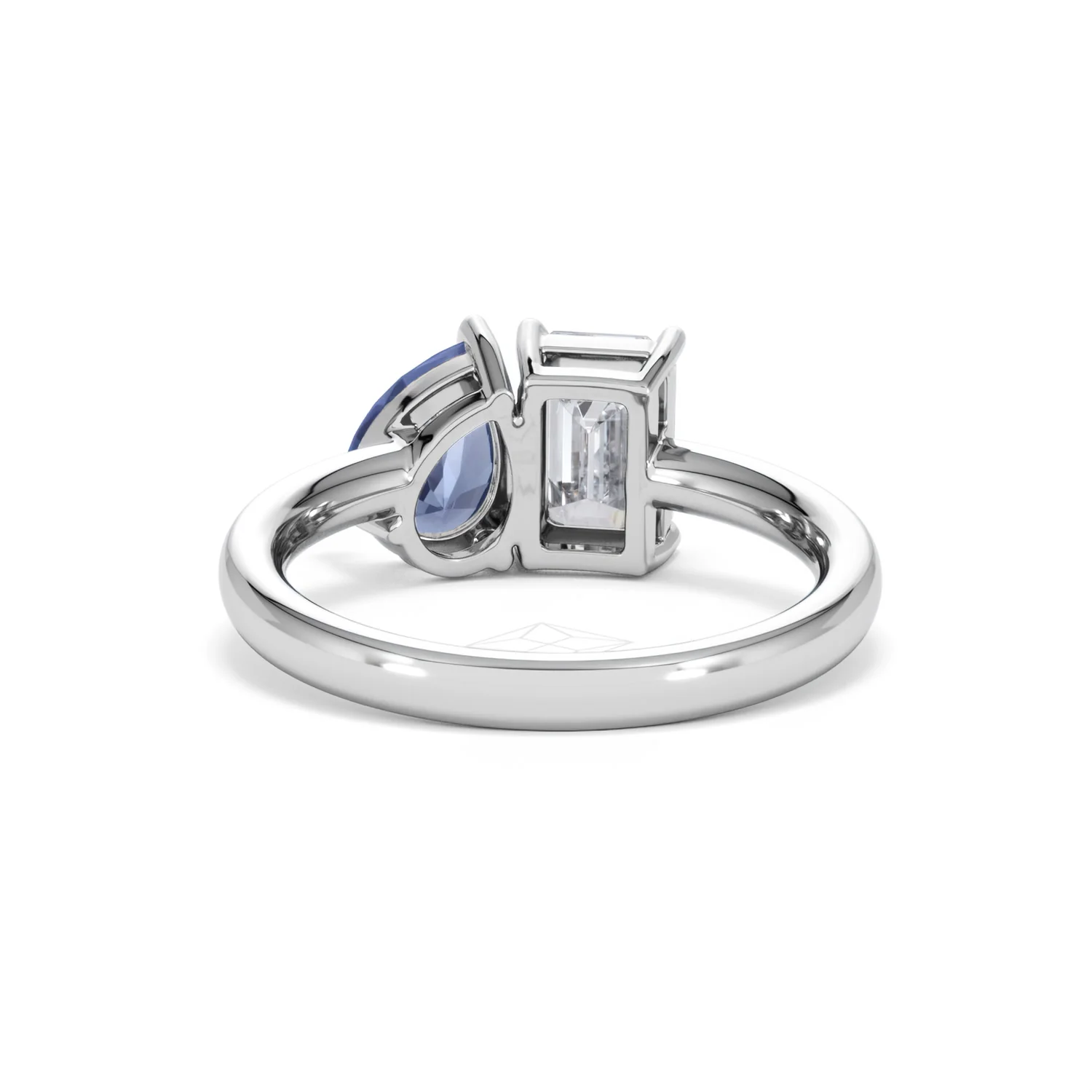 Toi Et Moi 1.50ct Emerald Cut Lab Diamond and 1.50ct Pear Lab Sapphire Engagement Ring in Platinum - Image 49