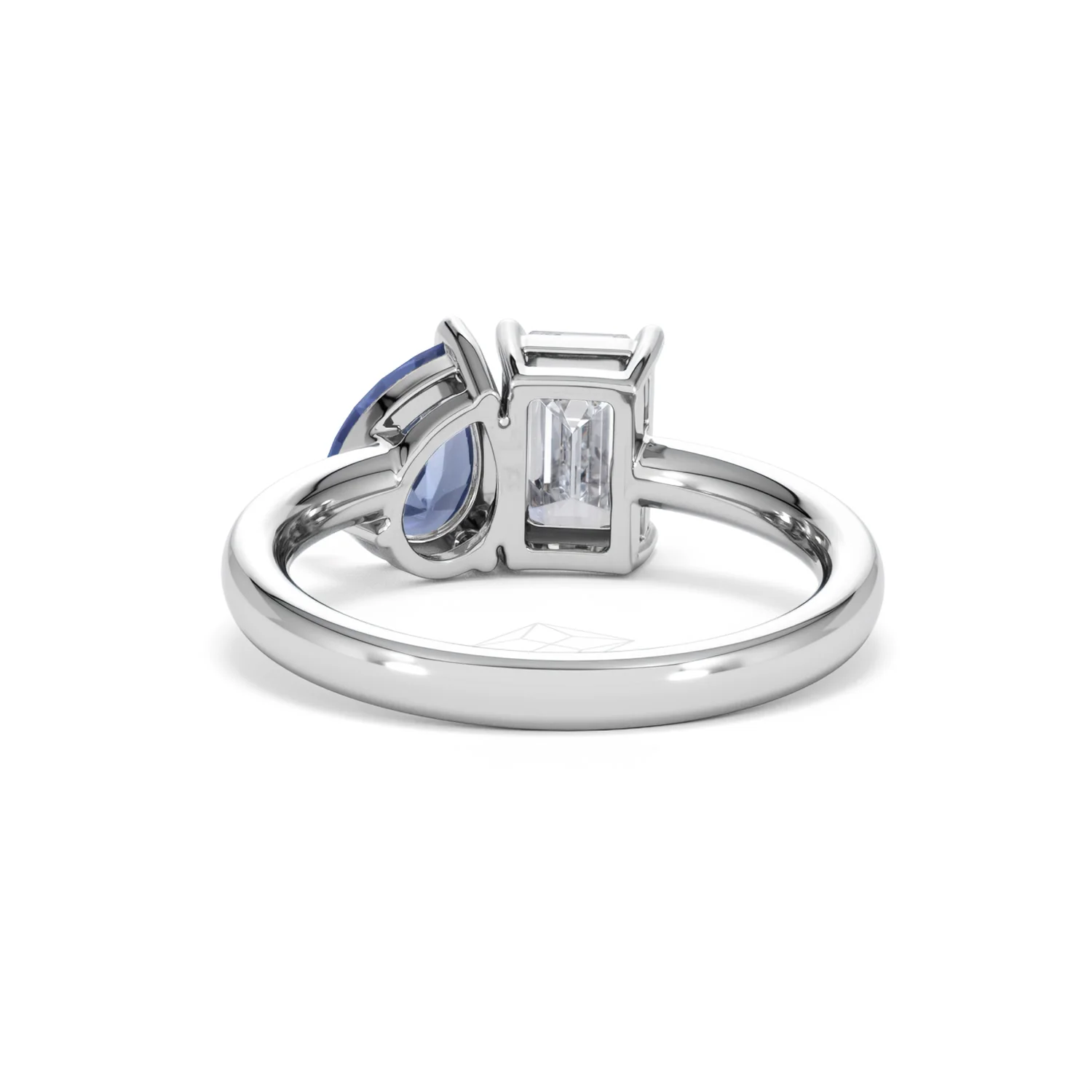 Toi Et Moi 1.50ct Emerald Cut Lab Diamond and 1.50ct Pear Lab Sapphire Engagement Ring in Platinum - Image 50