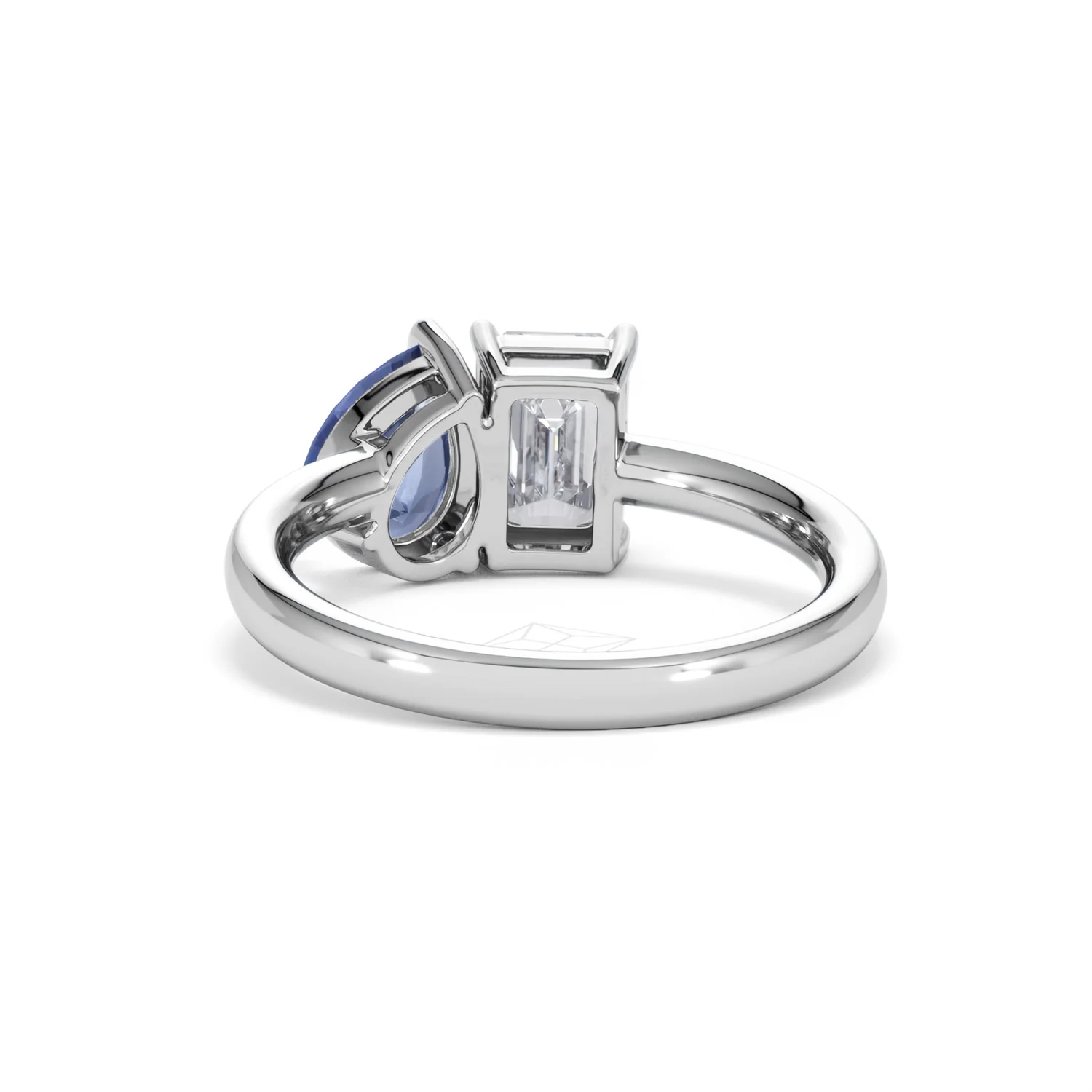Toi Et Moi 1.50ct Emerald Cut Lab Diamond and 1.50ct Pear Lab Sapphire Engagement Ring in Platinum - Image 51