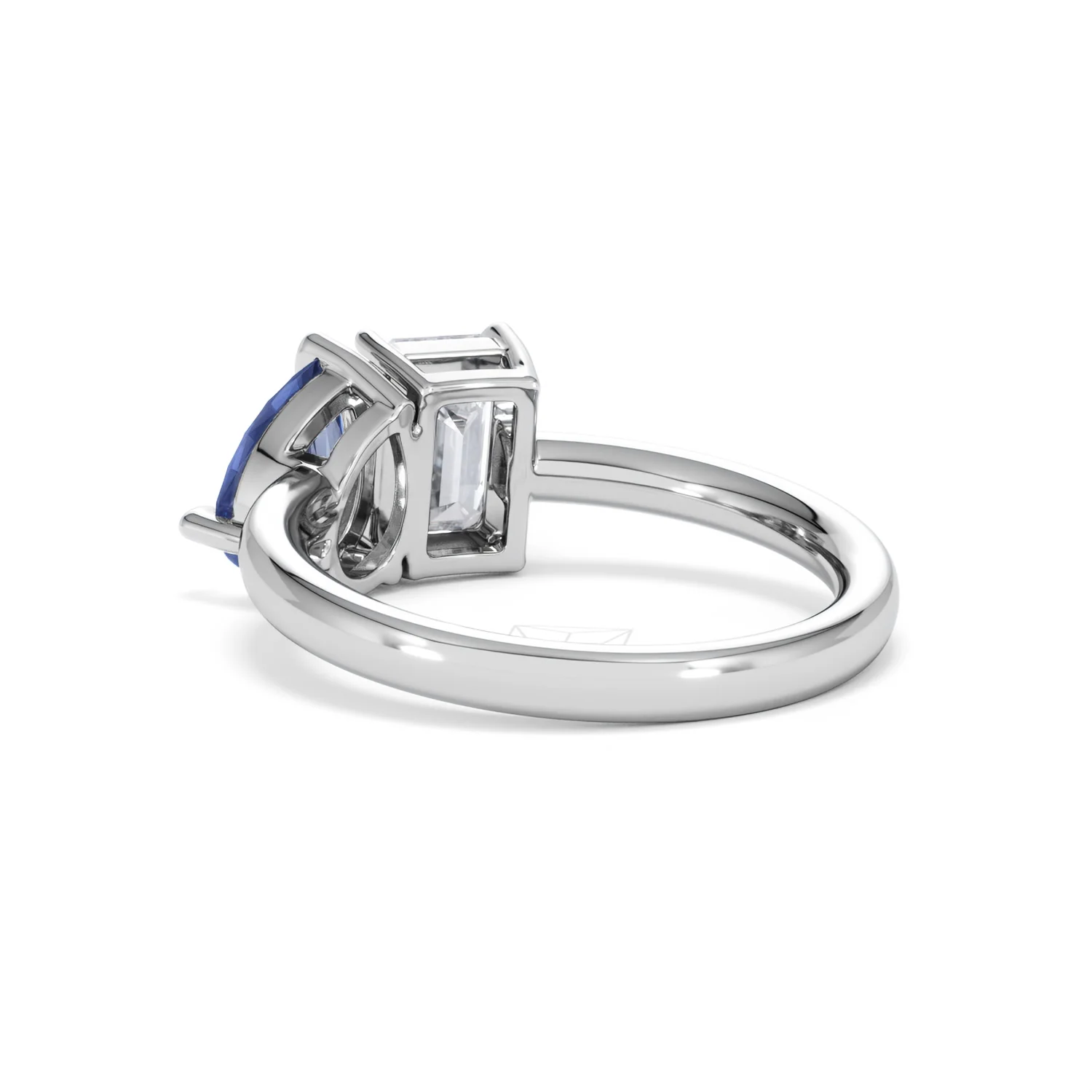 Toi Et Moi 1.50ct Emerald Cut Lab Diamond and 1.50ct Pear Lab Sapphire Engagement Ring in Platinum - Image 56