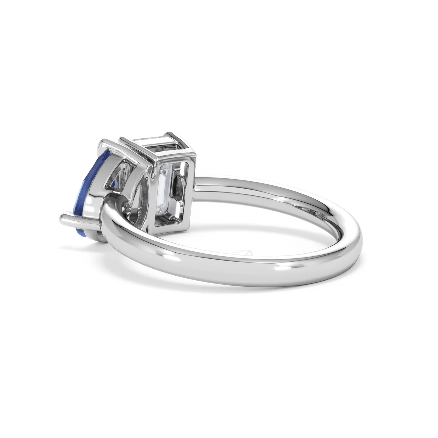 Toi Et Moi 1.50ct Emerald Cut Lab Diamond and 1.50ct Pear Lab Sapphire Engagement Ring in Platinum - Image 59
