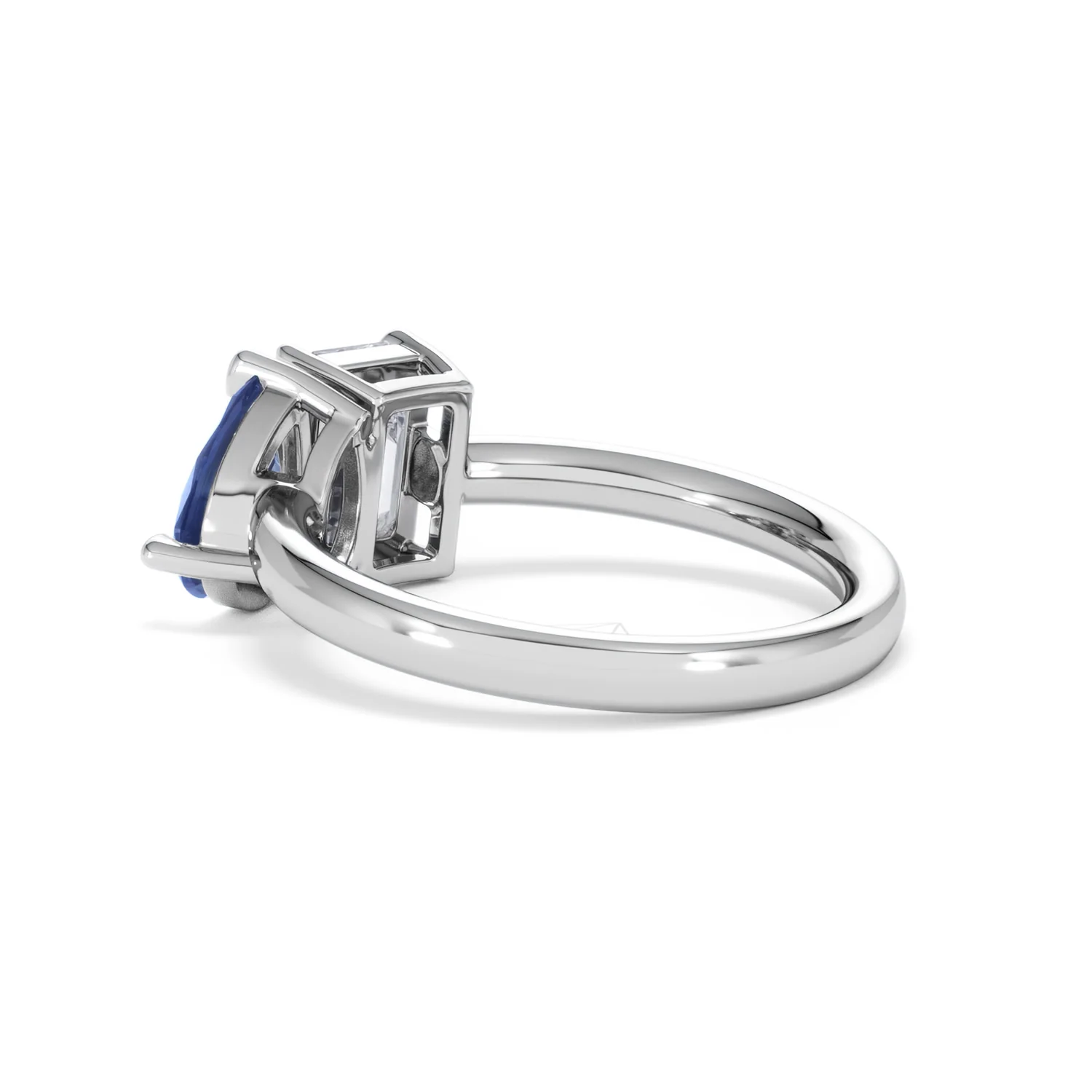 Toi Et Moi 1.50ct Emerald Cut Lab Diamond and 1.50ct Pear Lab Sapphire Engagement Ring in Platinum - Image 60