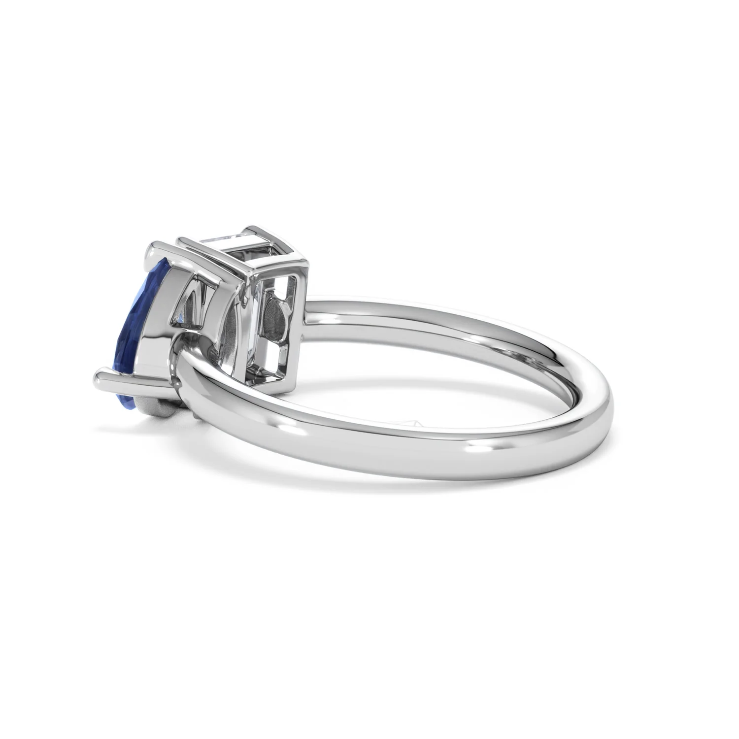 Toi Et Moi 1.50ct Emerald Cut Lab Diamond and 1.50ct Pear Lab Sapphire Engagement Ring in Platinum - Image 61