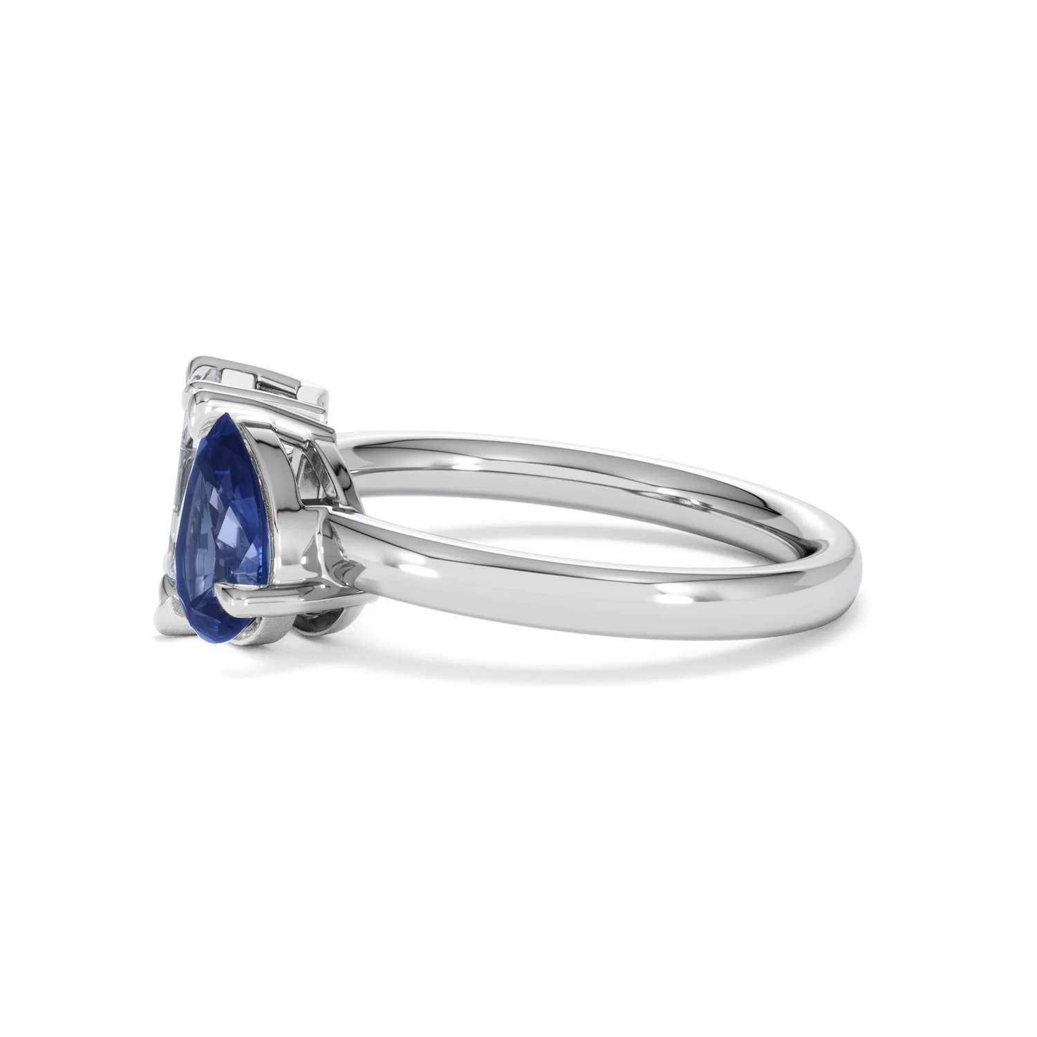 Toi Et Moi 1.50ct Emerald Cut Lab Diamond and 1.50ct Pear Lab Sapphire Engagement Ring in Platinum - Image 71