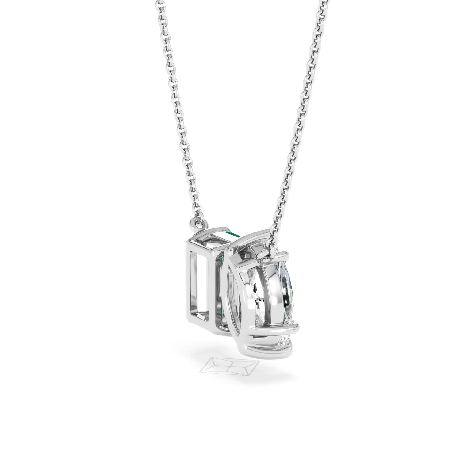 Toi Et Moi 1.50ct Marquise Lab Diamond and 2.50ct Emerald Cut Lab Emerald Necklace in 18K White Gold - Image 36