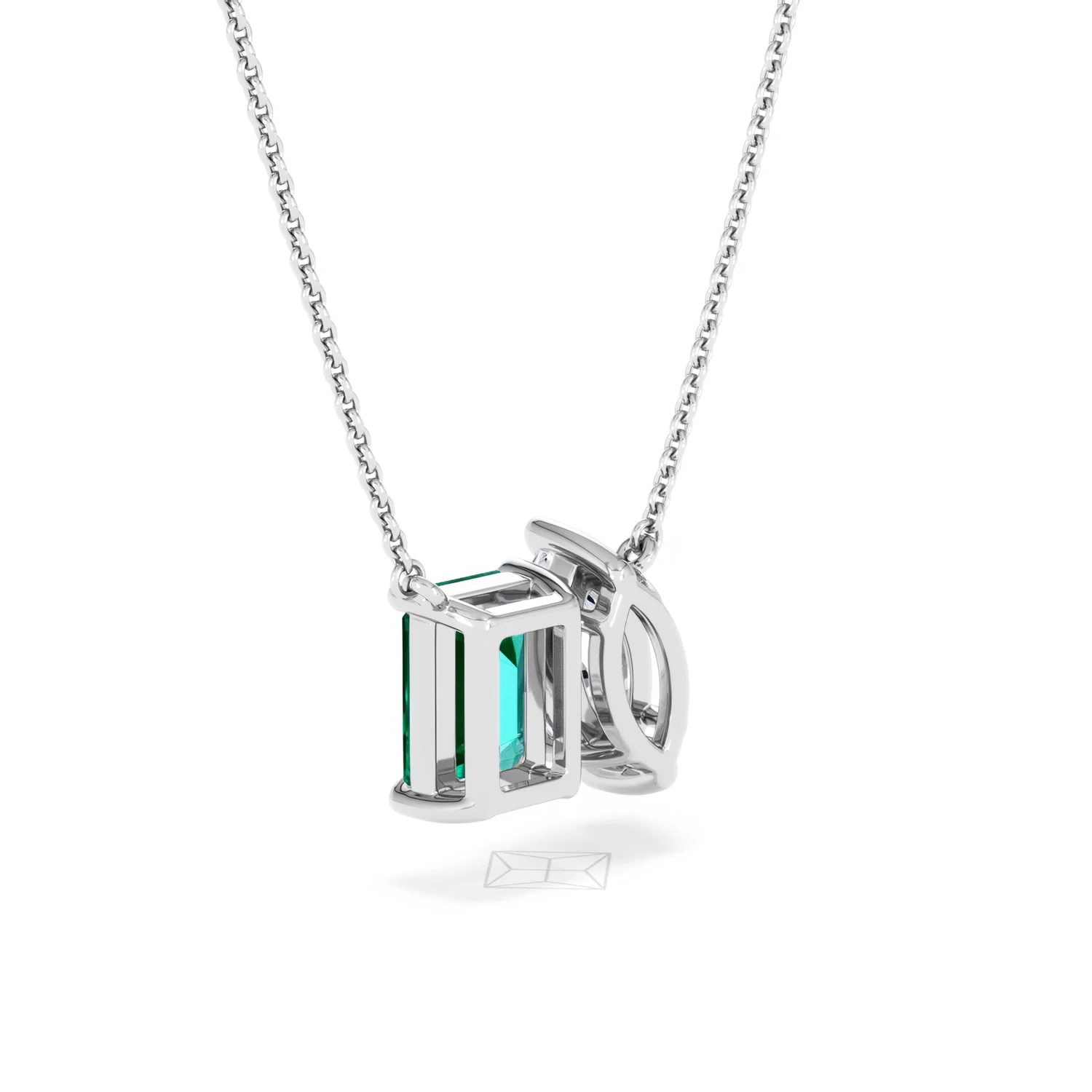 Toi Et Moi 1.50ct Marquise Lab Diamond and 2.50ct Emerald Cut Lab Emerald Necklace in 18K White Gold - Image 58