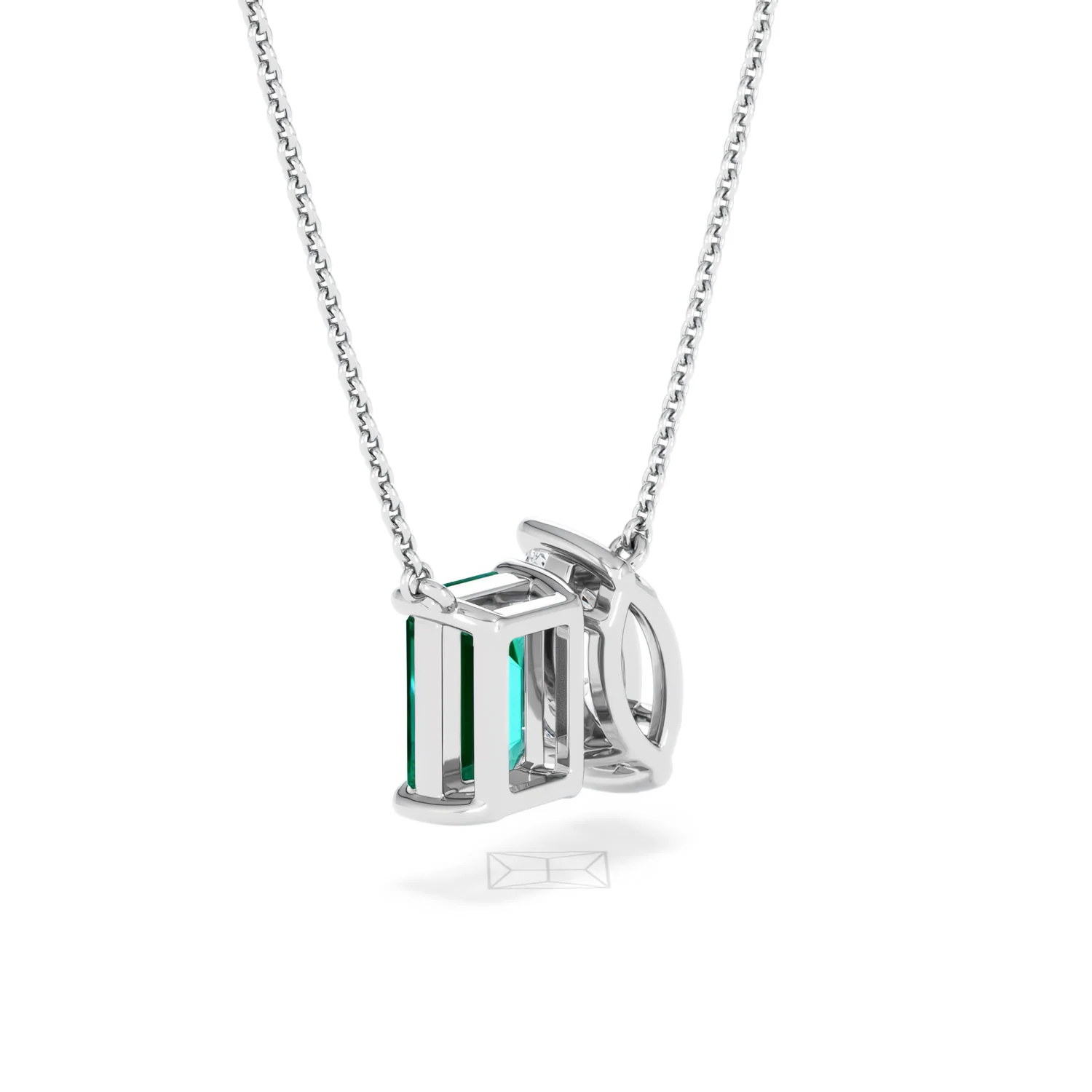 Toi Et Moi 1.50ct Marquise Lab Diamond and 2.50ct Emerald Cut Lab Emerald Necklace in 18K White Gold - Image 59