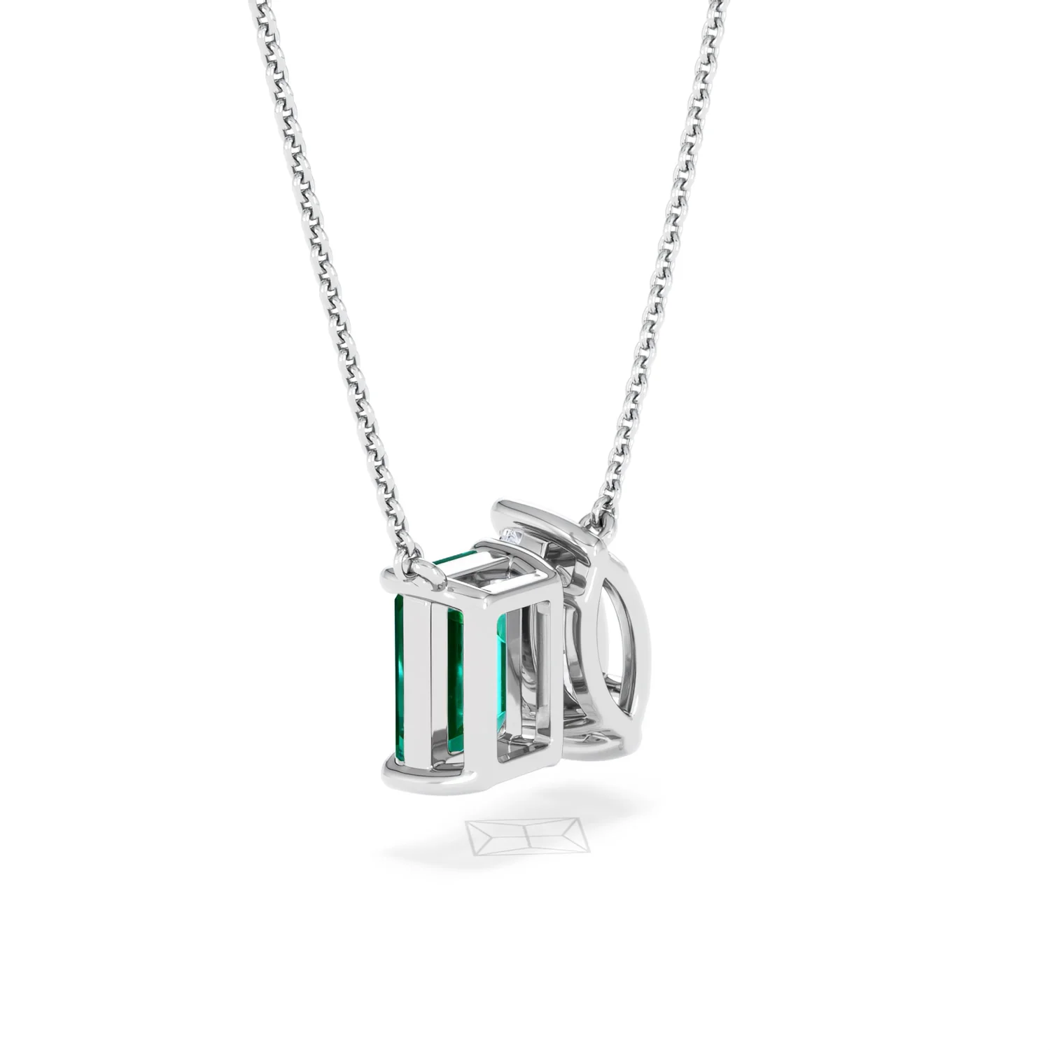 Toi Et Moi 1.50ct Marquise Lab Diamond and 2.50ct Emerald Cut Lab Emerald Necklace in 18K White Gold - Image 60