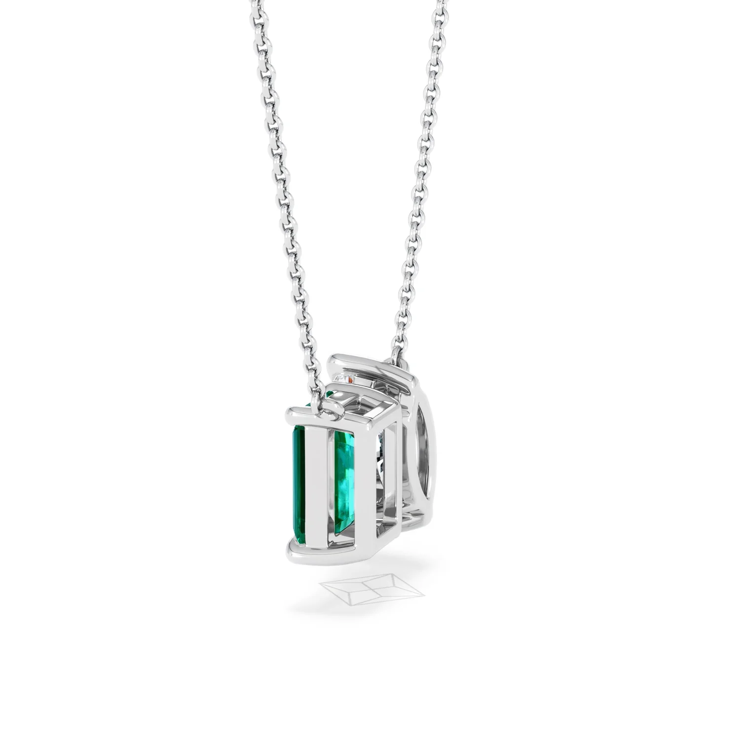 Toi Et Moi 1.50ct Marquise Lab Diamond and 2.50ct Emerald Cut Lab Emerald Necklace in 18K White Gold - Image 64