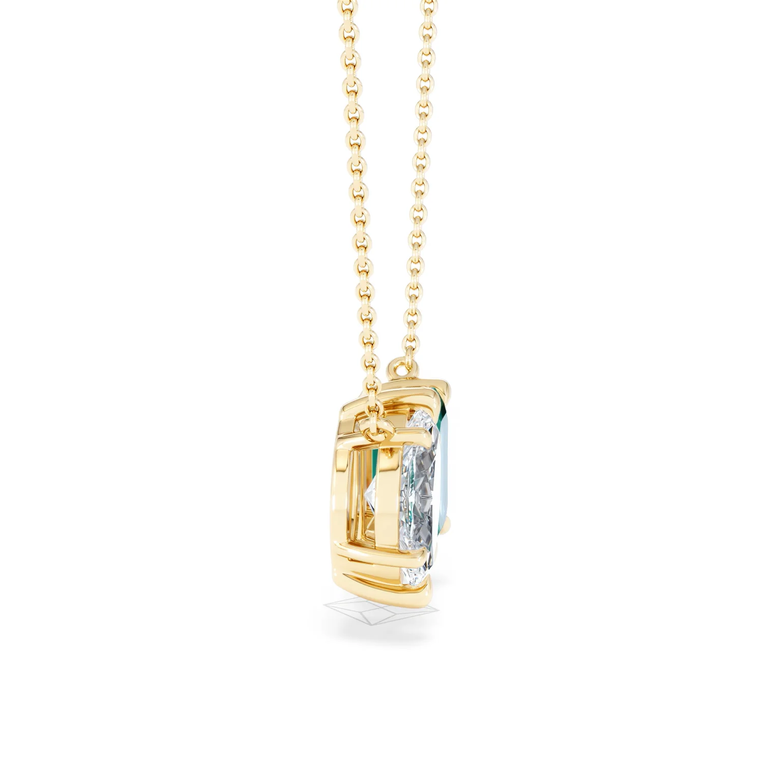 Toi Et Moi 1.50ct Marquise Lab Diamond and 2.50ct Emerald Cut Lab Emerald Necklace in 18K Yellow Gold - Image 27
